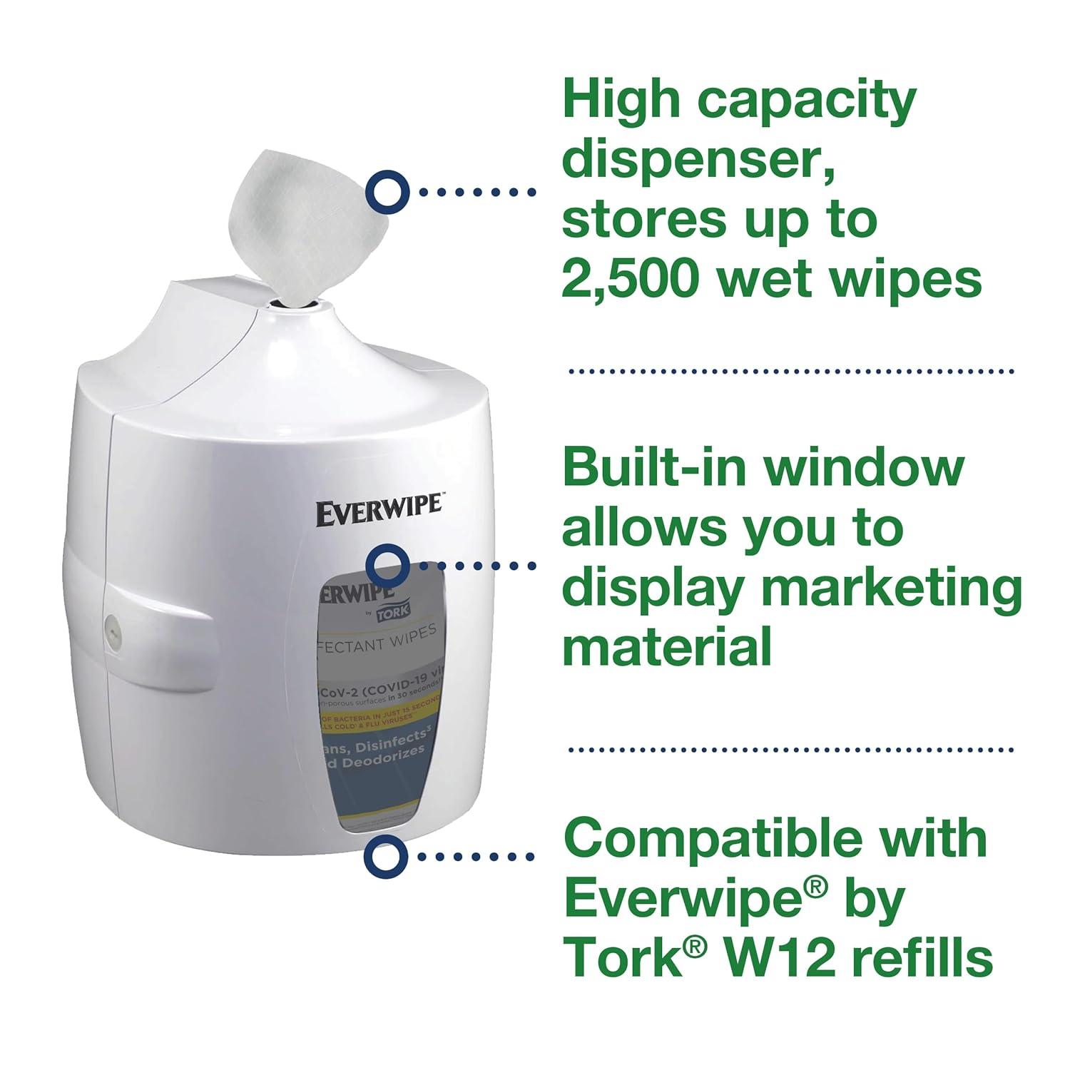 imageEverwipe by Tork Centerfeed Wet Wipe Dispenser White for use with Wet Wipe Jumbo Roll W12 Refills 192816 192821 and 192830 192851 10DISPWet Wipe Dispenser