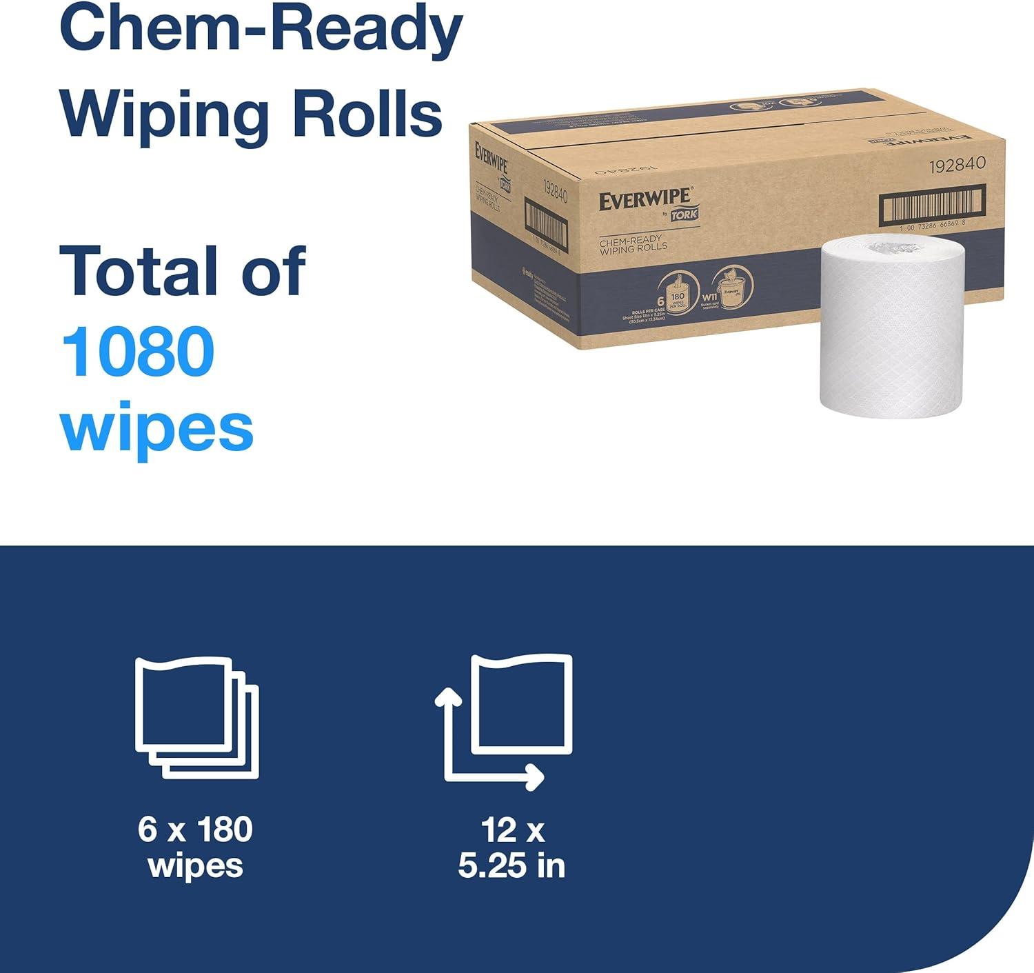 imageEverwipe by Tork ChemReady Wiping Rolls Make Your Own Wet Wipes 6 x 180 wipes 192840 026180