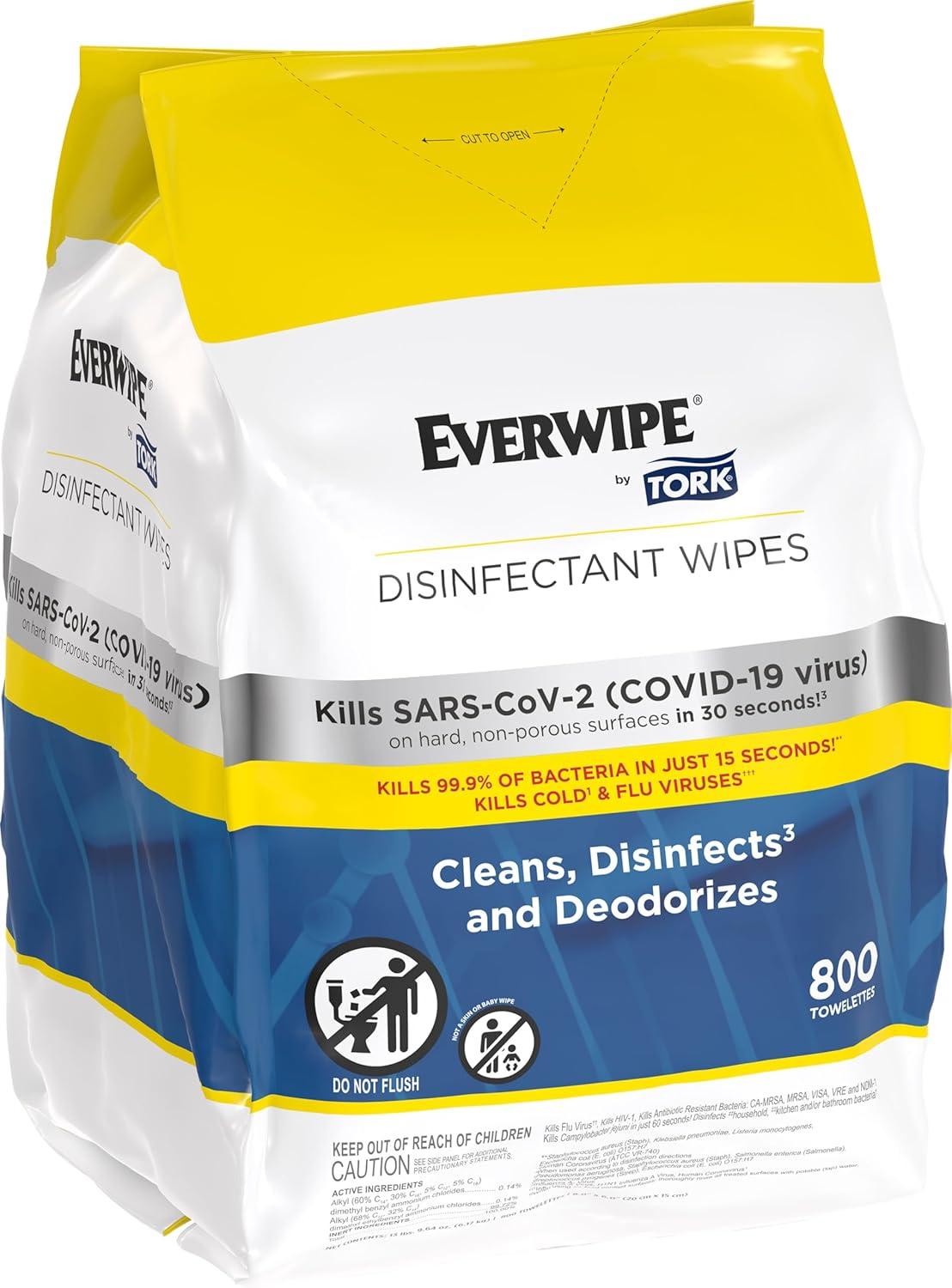 imageEverwipe by Tork Disinfectant Wipe Jumbo Rolls White Cleans Disinfects and Deodorizes 2 x 800 wipes 192821 10100