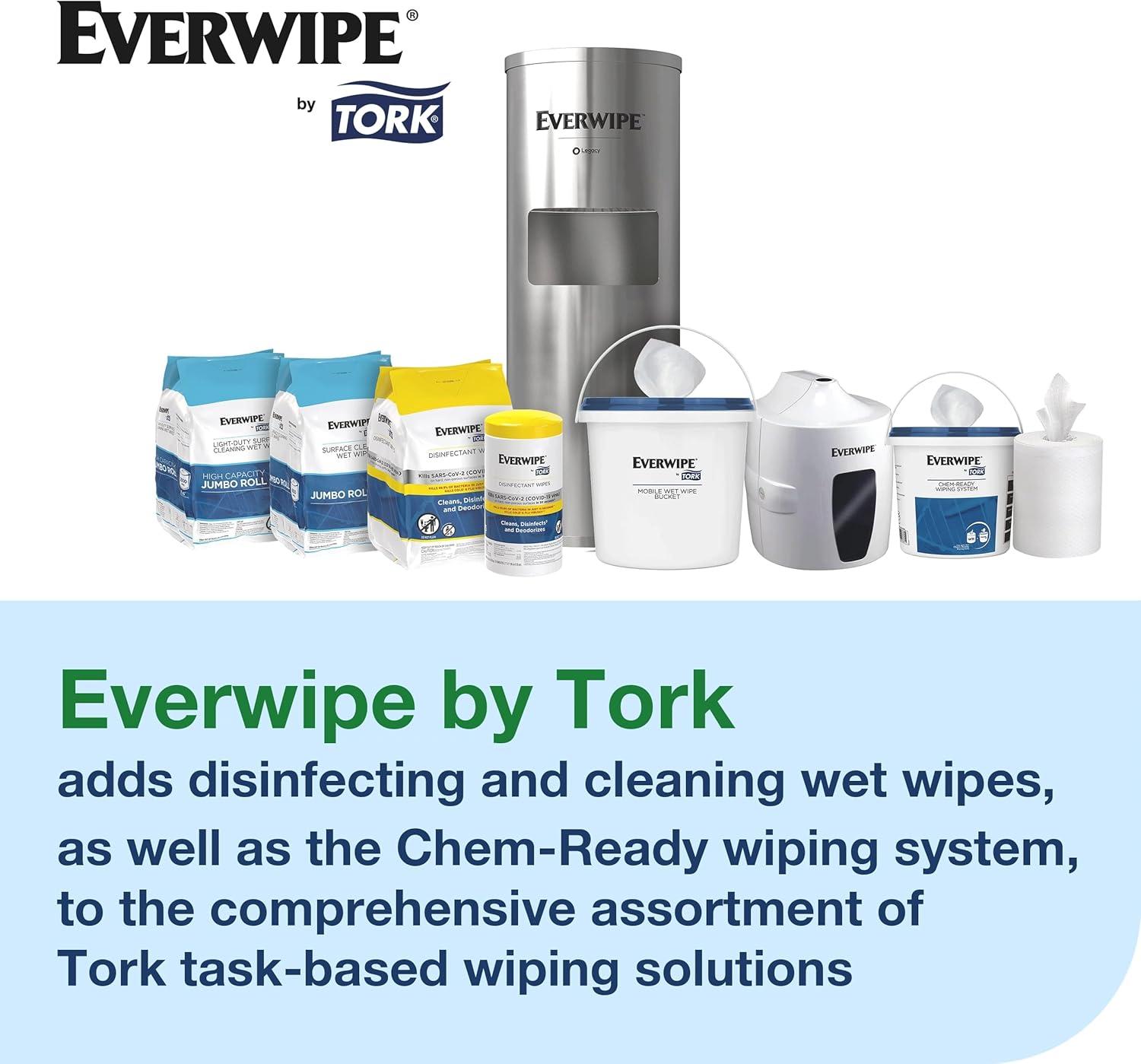 imageEverwipe by Tork Surface Cleaning Wet Wipe W12 Jumbo Rolls White Cleans and Deodorizes 4 x 900 wipes 192830 11100