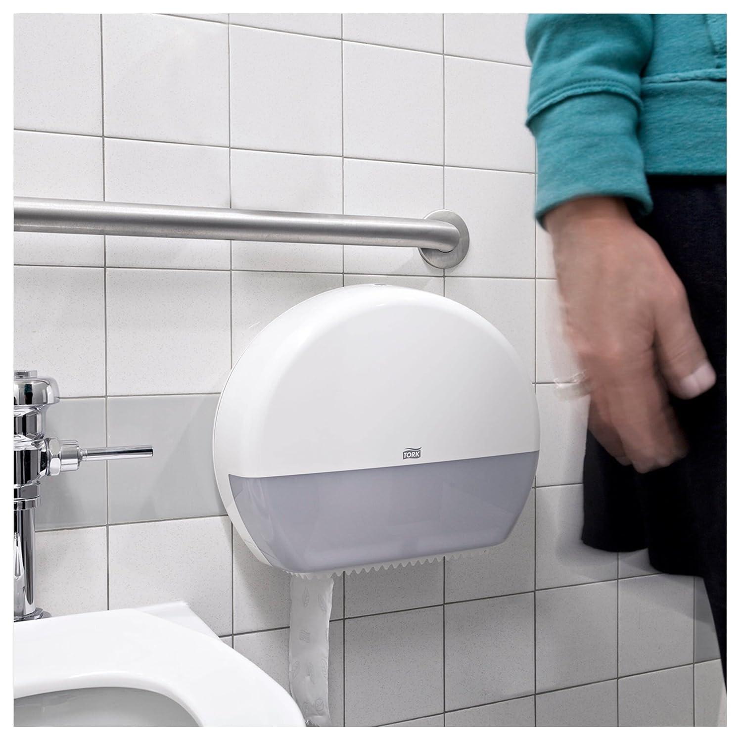 imageTork 554020A Elevation Jumbo Bath Tissue Roll Dispenser 142quot Height x 172quot Width x 52quot Depth White Case of 1 Dispenser For use with Tork 12021502 and 11010402