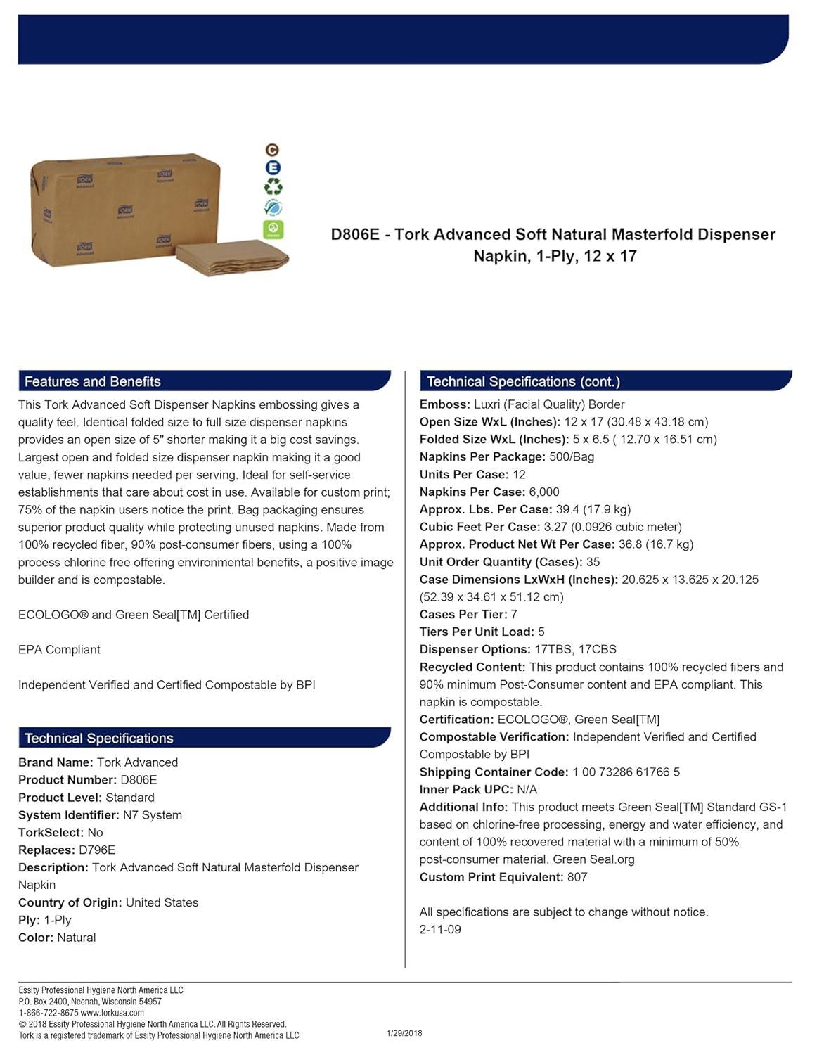 imageTork Advanced Soft Masterfold Dispenser Napkin