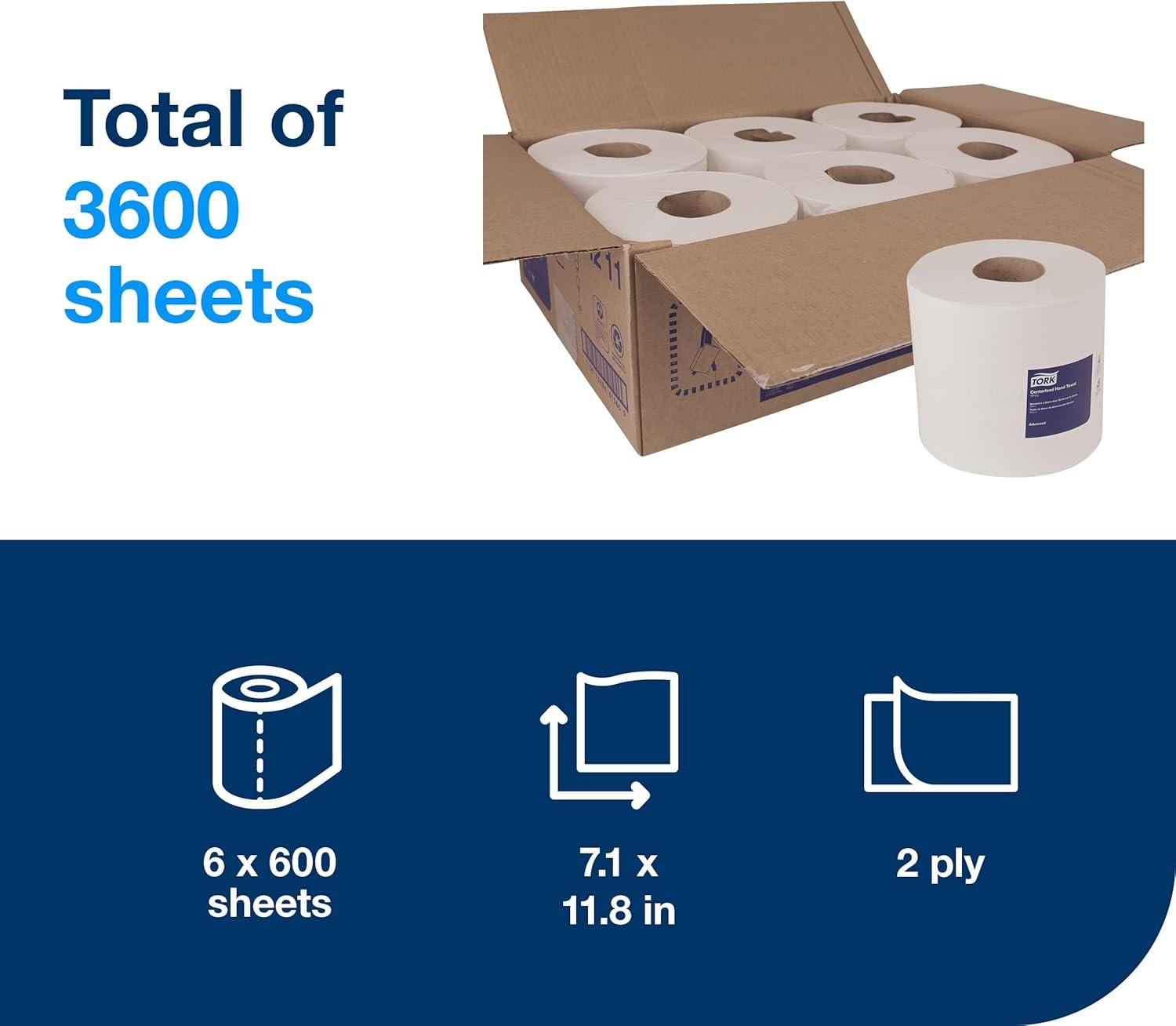 imageTork Basic Centerfeed Paper Wiper White M2 High Absorbency 6 x 600 Sheets 121201White