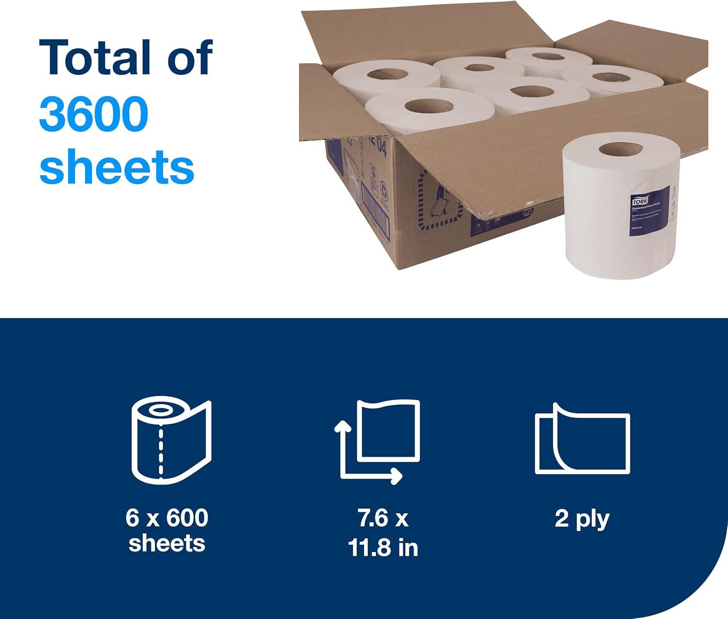 imageTork Basic Centerfeed Paper Wiper White M2 High Absorbency 6 x 600 Sheets 121201White