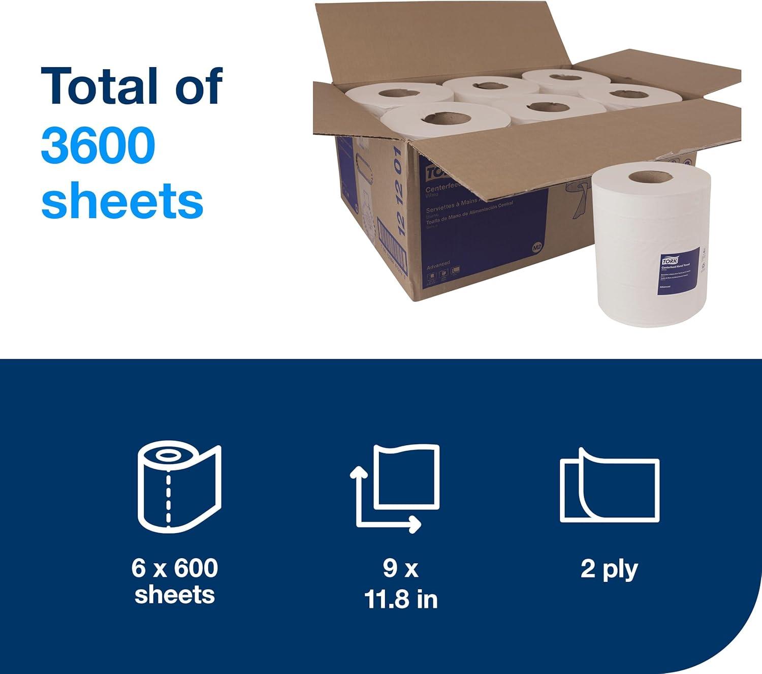 imageTork Basic Centerfeed Paper Wiper White M2 High Absorbency 6 x 600 Sheets 121201White