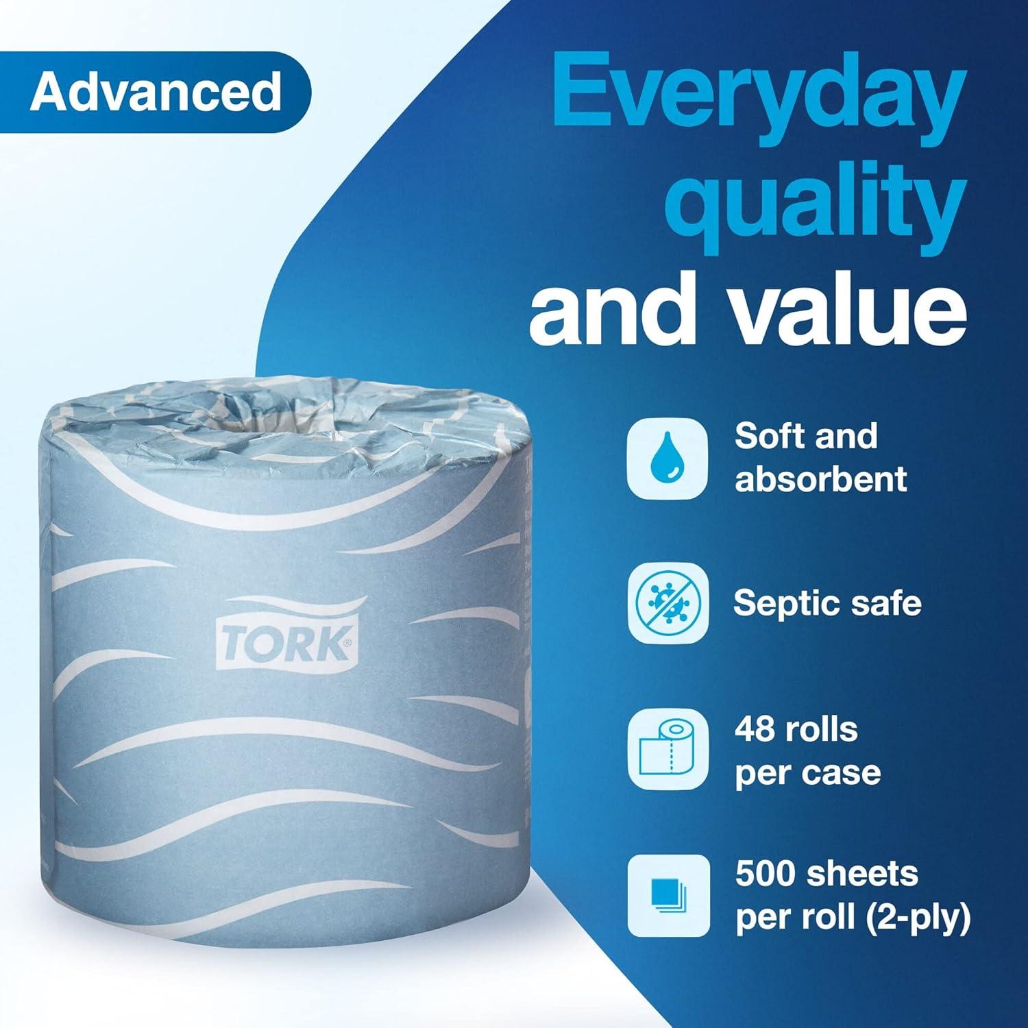 imageTork Bath Tissue Roll Advanced 2ply For everyday use at home Biodegradable 4x375quot 500 sheetsroll 48 rollscase