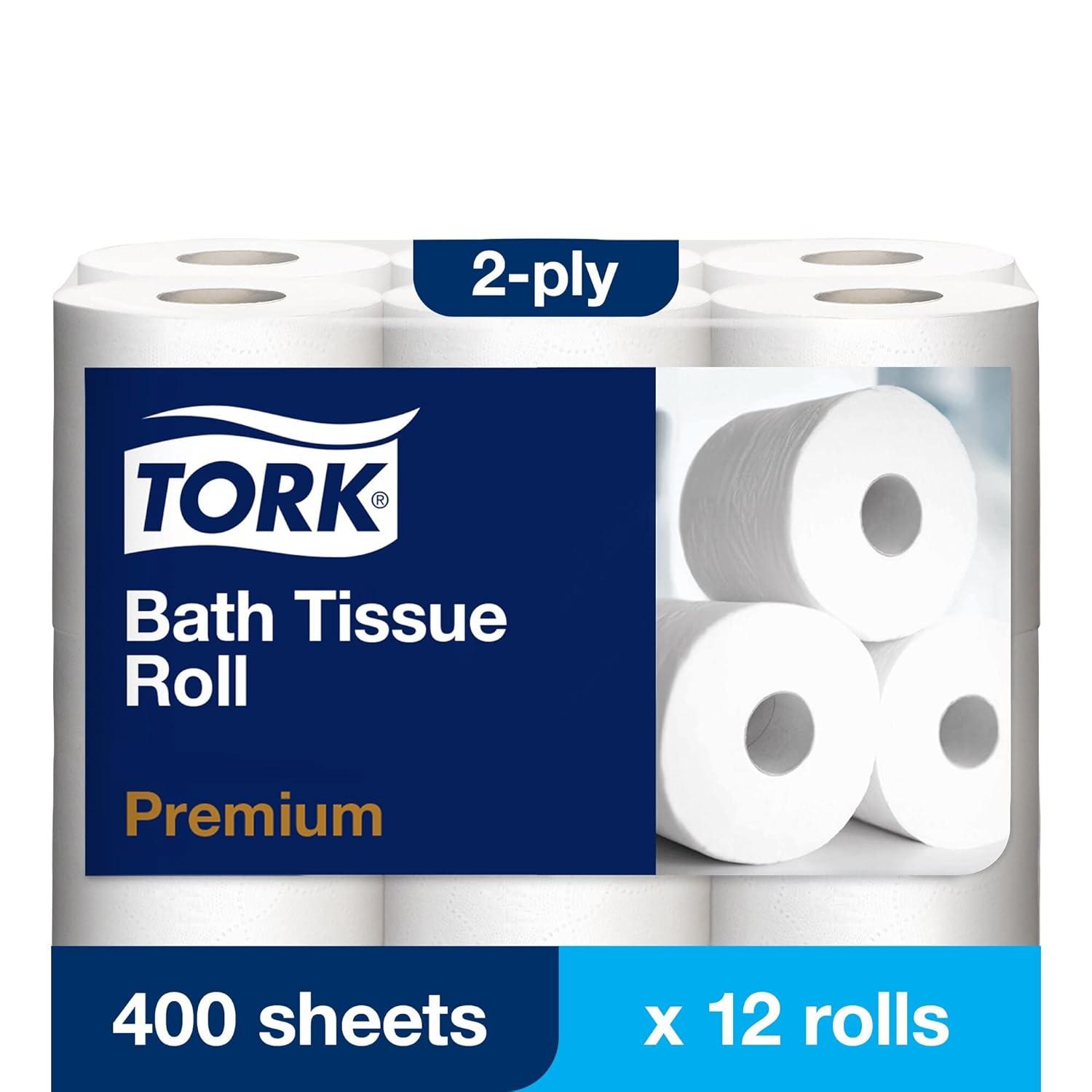 imageTork Bath Tissue Roll Premium 2ply For everyday use at home Extra soft toilet paper 41x4quot 400 sheetsroll 12 rollspoly pack 4 packscase