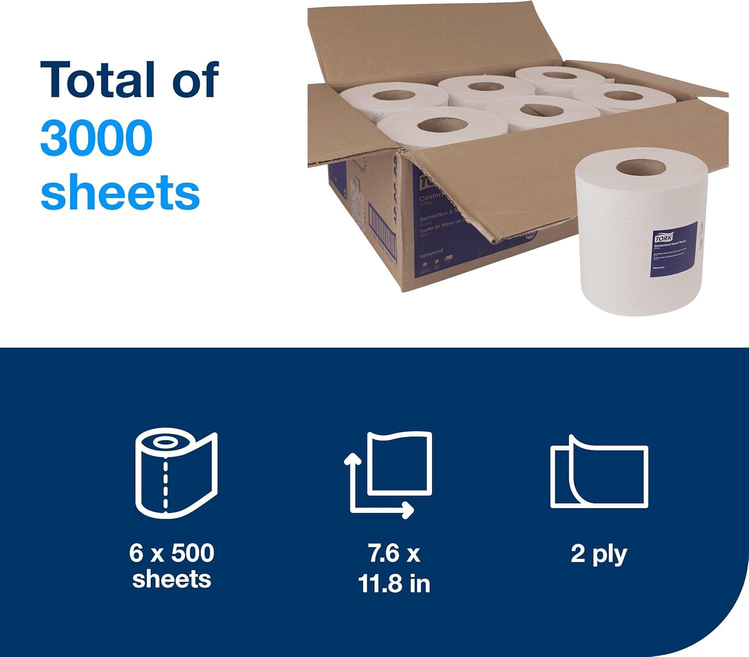 imageTork Centerfeed Paper Towel White M2 High Absorbency 6 x 500 Sheets 120932Refill