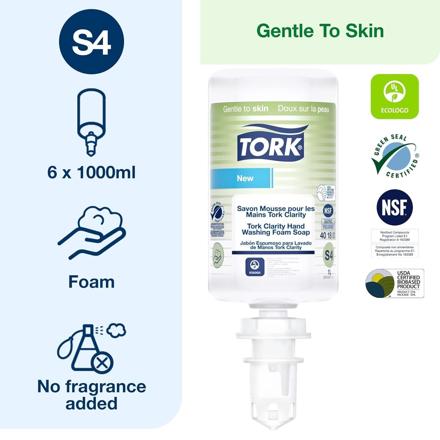 imageTork Clarity Hand Soap Foam S4 99 of Ingredients are of Natural Origin 6 x 1L 401800