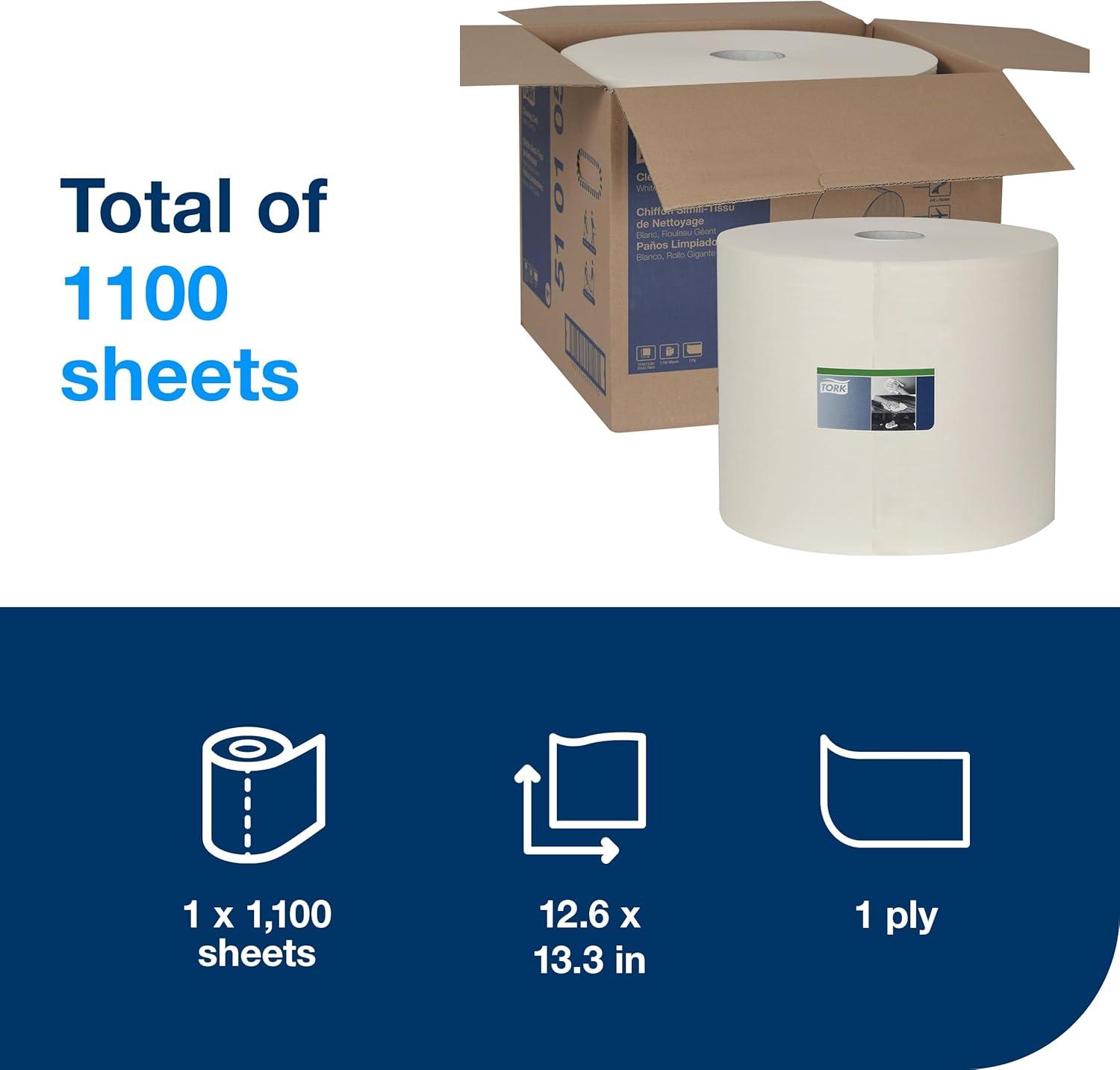 imageTork Cleaning Cloth Giant Roll White W1 1 x 1219 Feet 510105