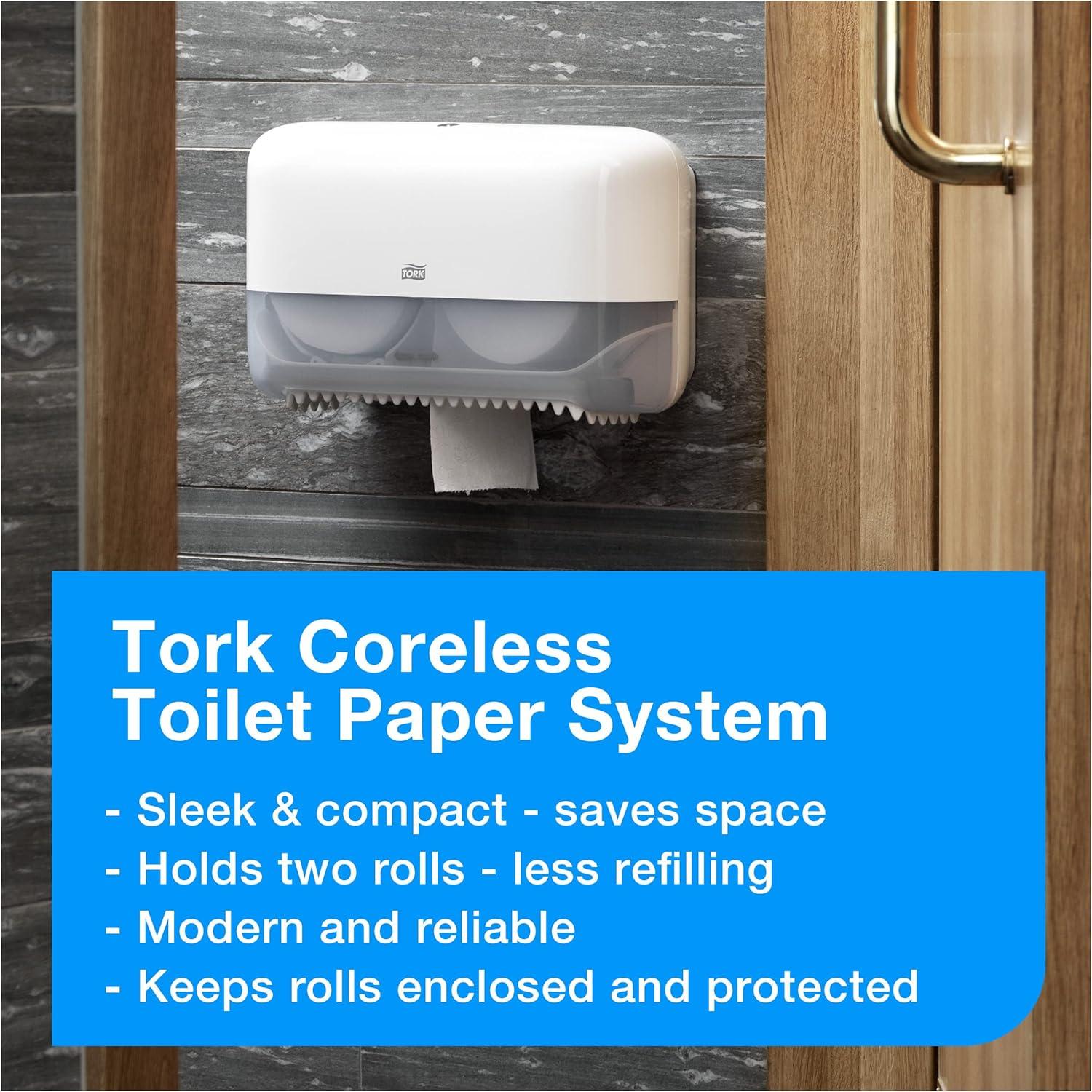 imageTork Coreless HighCapacity Toilet Paper Roll White T7 Advanced 2Ply 36 x 1000 sheets 47288012 x 1000 sheets