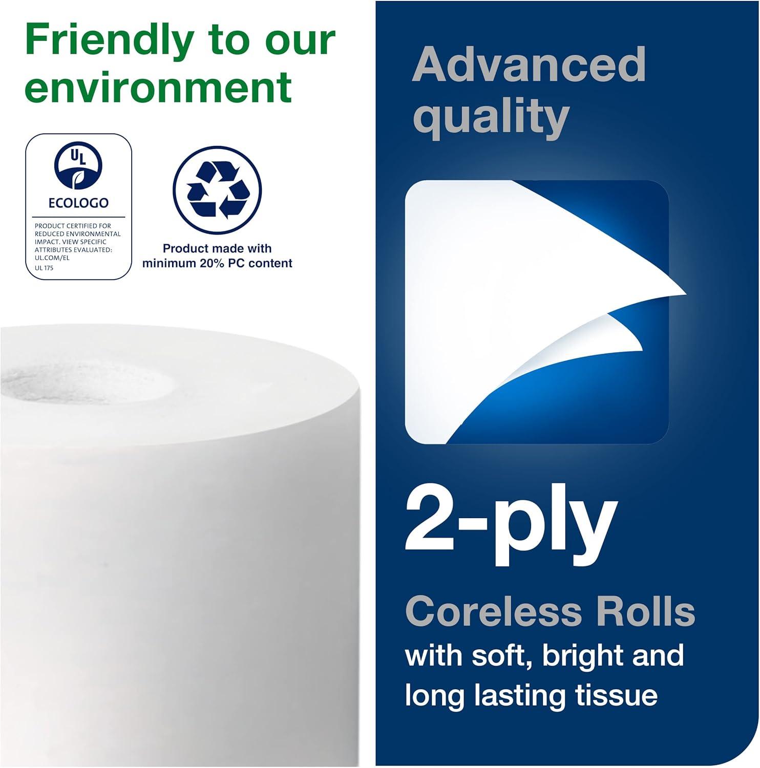 imageTork Coreless HighCapacity Toilet Paper Roll White T7 Advanced 2Ply 36 x 1000 sheets 47288012 x 1000 sheets