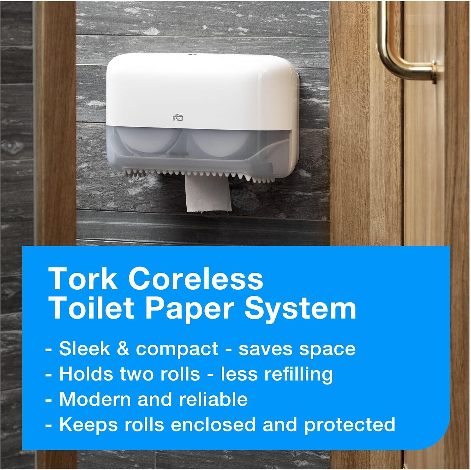 imageTork Coreless HighCapacity Toilet Paper Roll White T7 Advanced 2Ply 36 x 1000 sheets 47288036 x 1000 Sheets