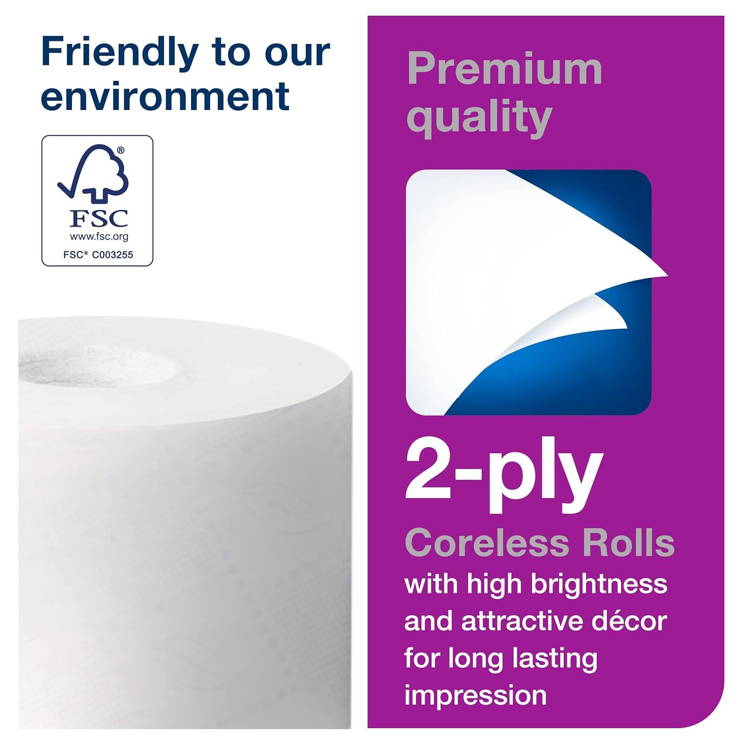 imageTork Coreless HighCapacity Toilet Paper Roll White T7 Premium 2ply 36 x 750 sheets 47288436 x 750 sheets