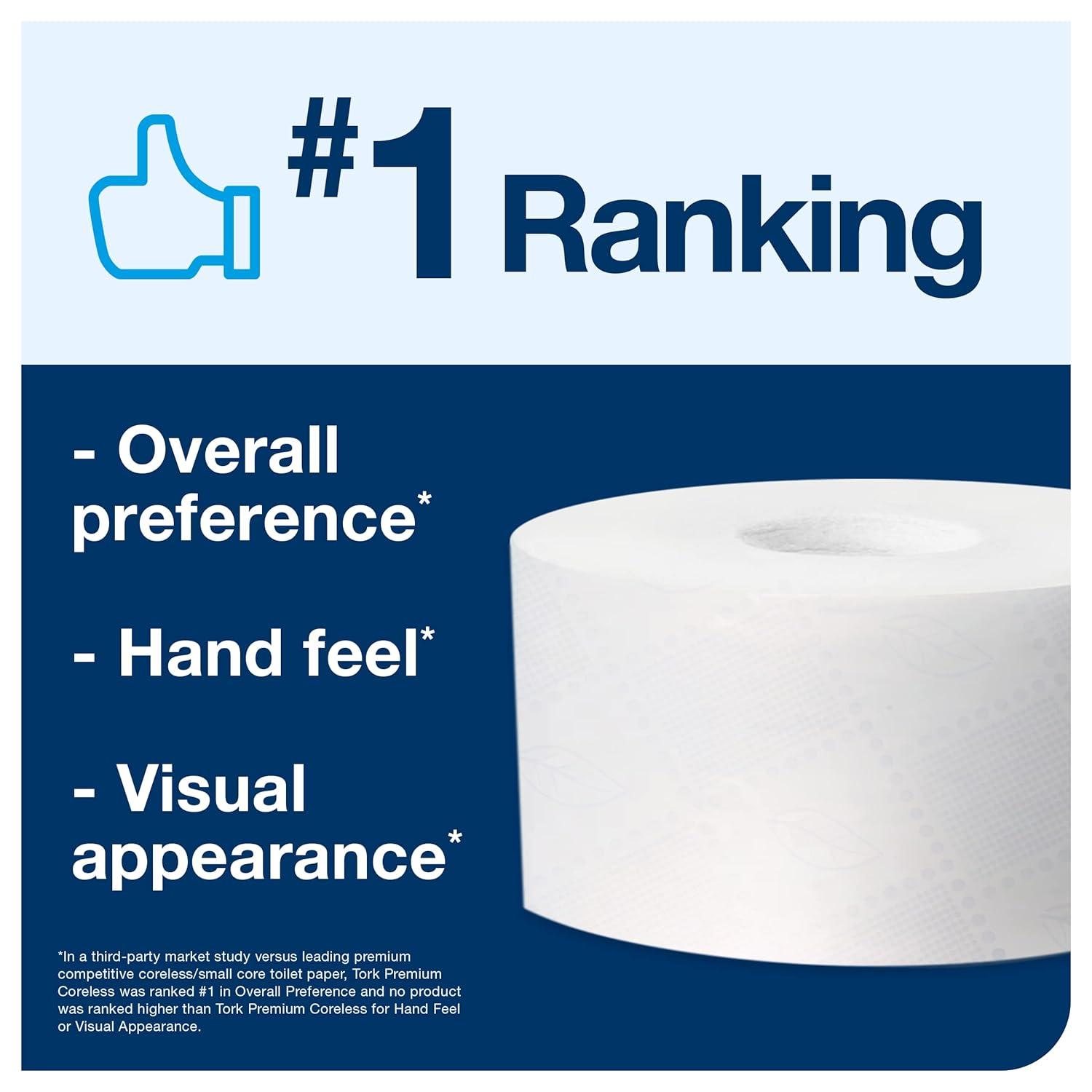 imageTork Coreless HighCapacity Toilet Paper Roll White T7 Premium 2ply 36 x 750 sheets 47288436 x 750 sheets