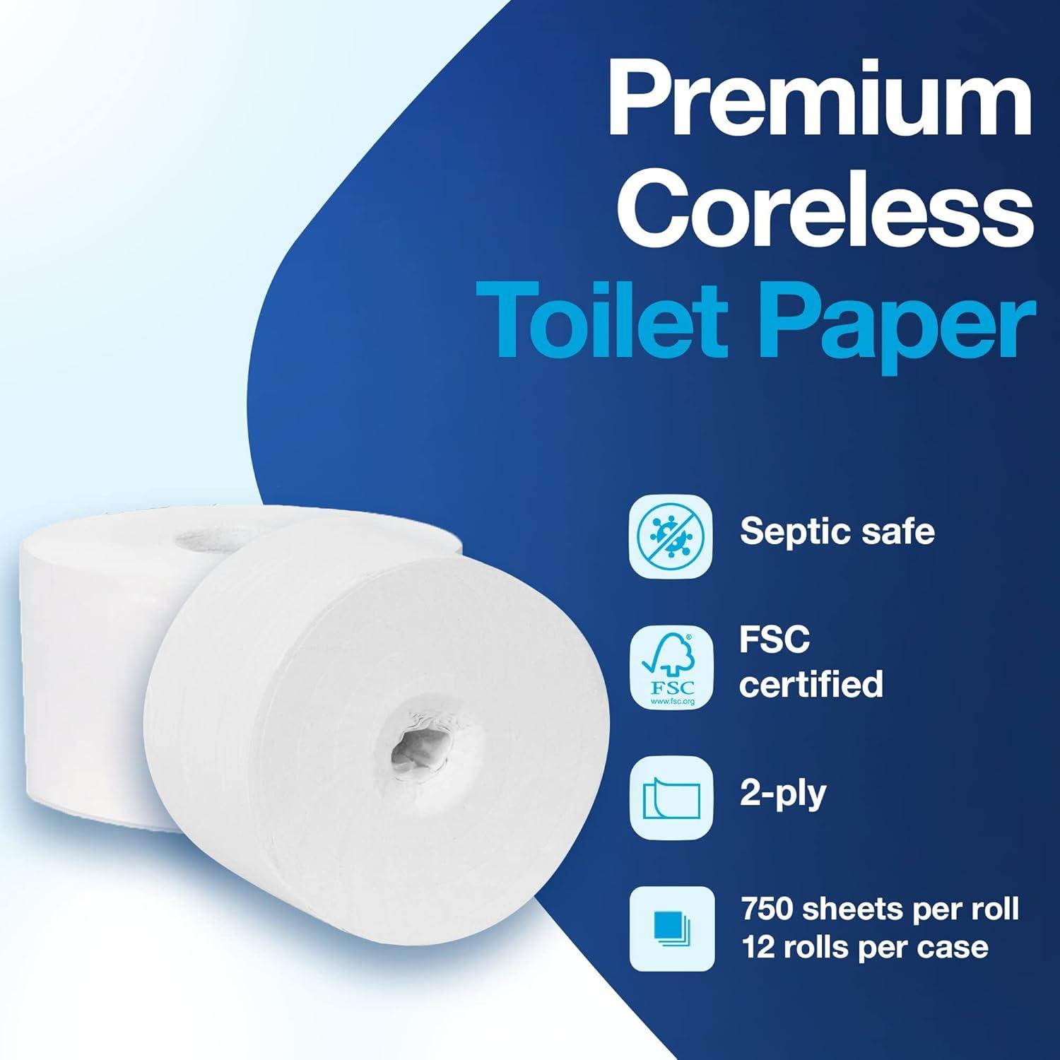 imageTork Coreless HighCapacity Toilet Paper Roll White T7 Premium 2ply 36 x 750 sheets 4728849000 Count Pack of 1