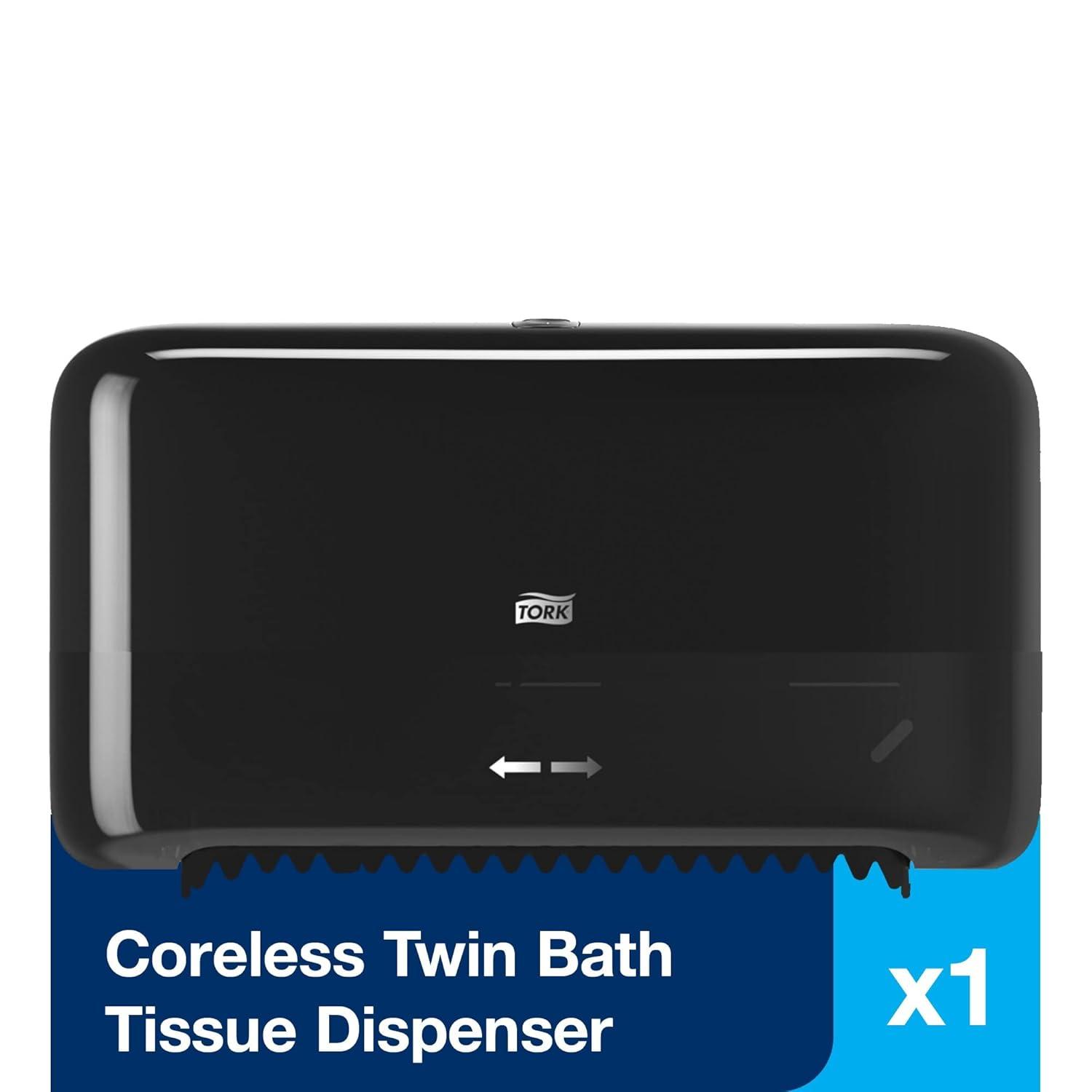 imageTork Coreless Toilet Paper Dispenser Black For Homes and Small Businesses Fits T7 DispensersDispenser  Black