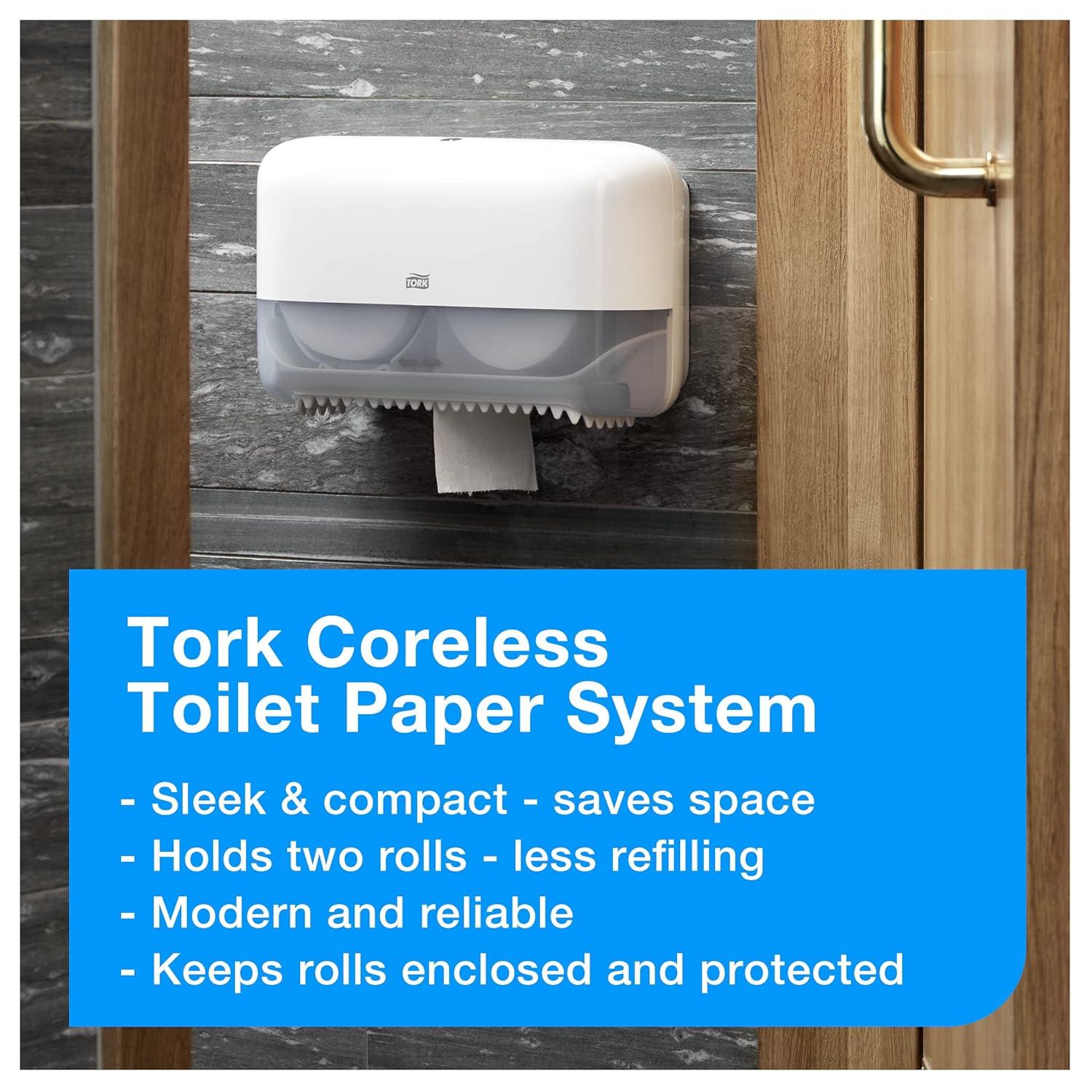 imageTork Coreless Toilet Paper Dispenser White For Homes and Small Businesses Fits T7 DispensersDispenser