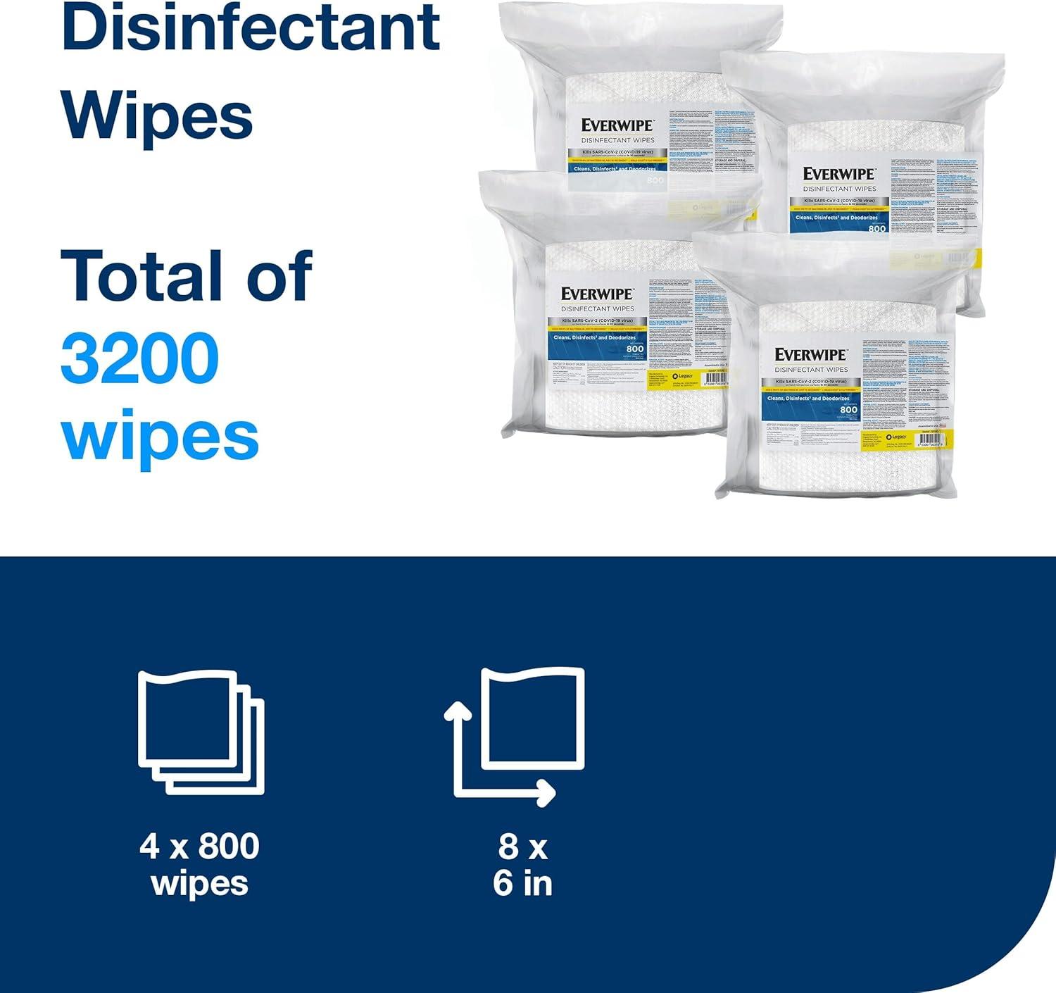 imageTork Everwipe Disinfectant Wipe Jumbo Rolls White Cleans and Deodorizes 4 x 800 wipes 192805  Everwipe Mobile Wet Wipe Buckets White Resealable Compatible with Everwipes 2 buckets 192811