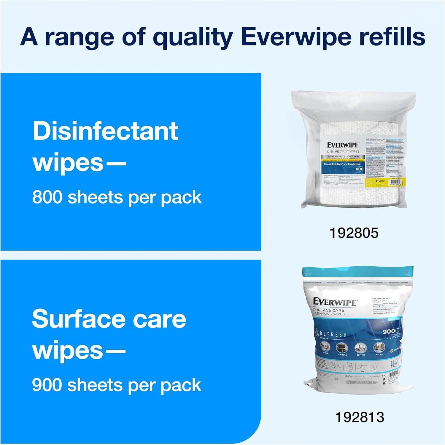 imageTork Everwipe Disinfectant Wipe Jumbo Rolls White Cleans and Deodorizes 4 x 800 wipes 192805 10100  Tork Everwipe Centerfeed Wet Wipe Dispenser White Wall Mounted 192810 10DISP