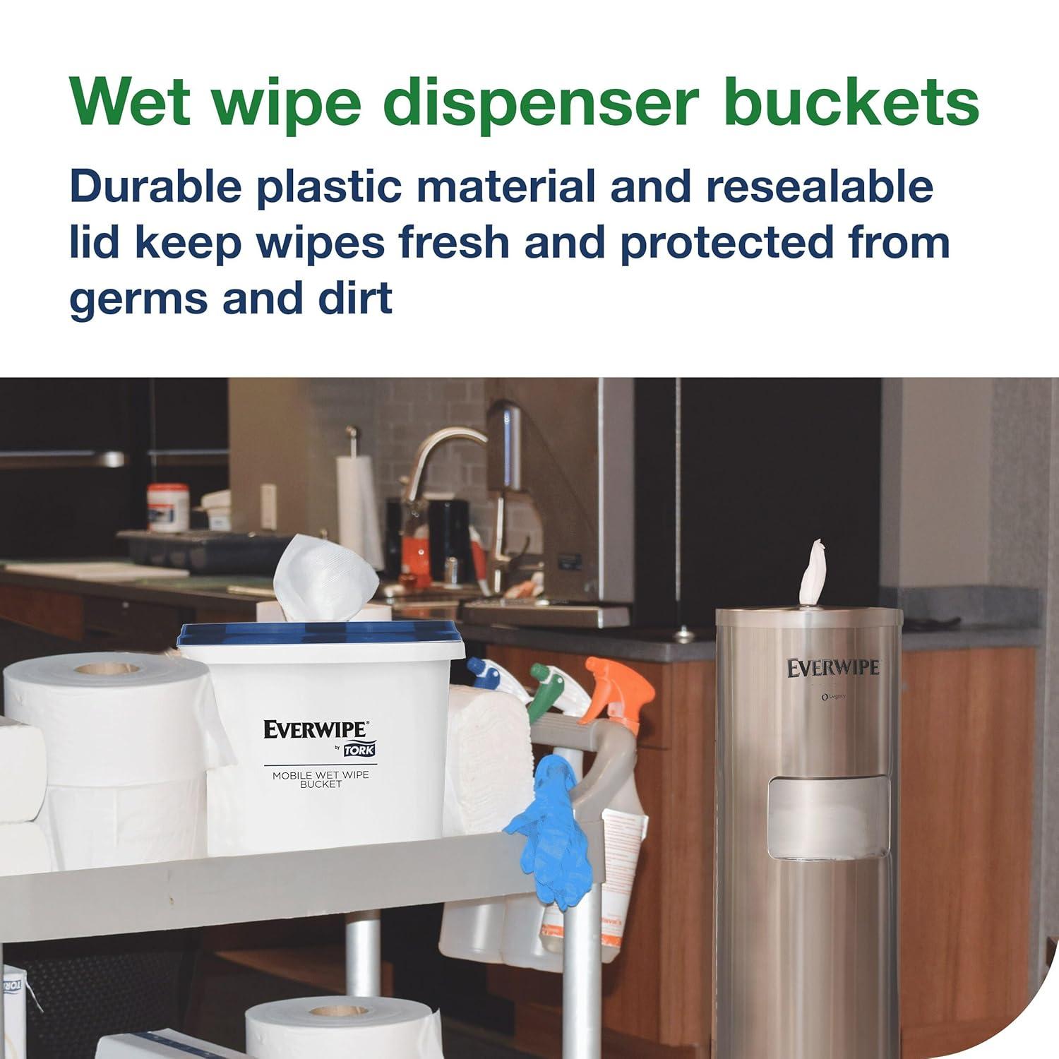 imageTork Everwipe Mobile Wet Wipe Buckets White Resealable Bucket Compatible with Everwipe Wipes Roll 2 buckets 192811 10BKT2Wet Wipes Bucket
