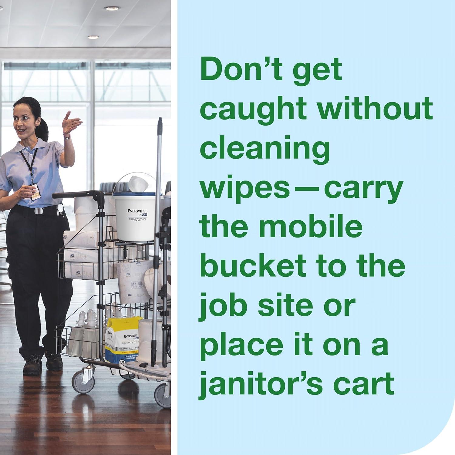 imageTork Everwipe Mobile Wet Wipe Buckets White Resealable Bucket Compatible with Everwipe Wipes Roll 2 buckets 192811 10BKT2Wet Wipes Bucket