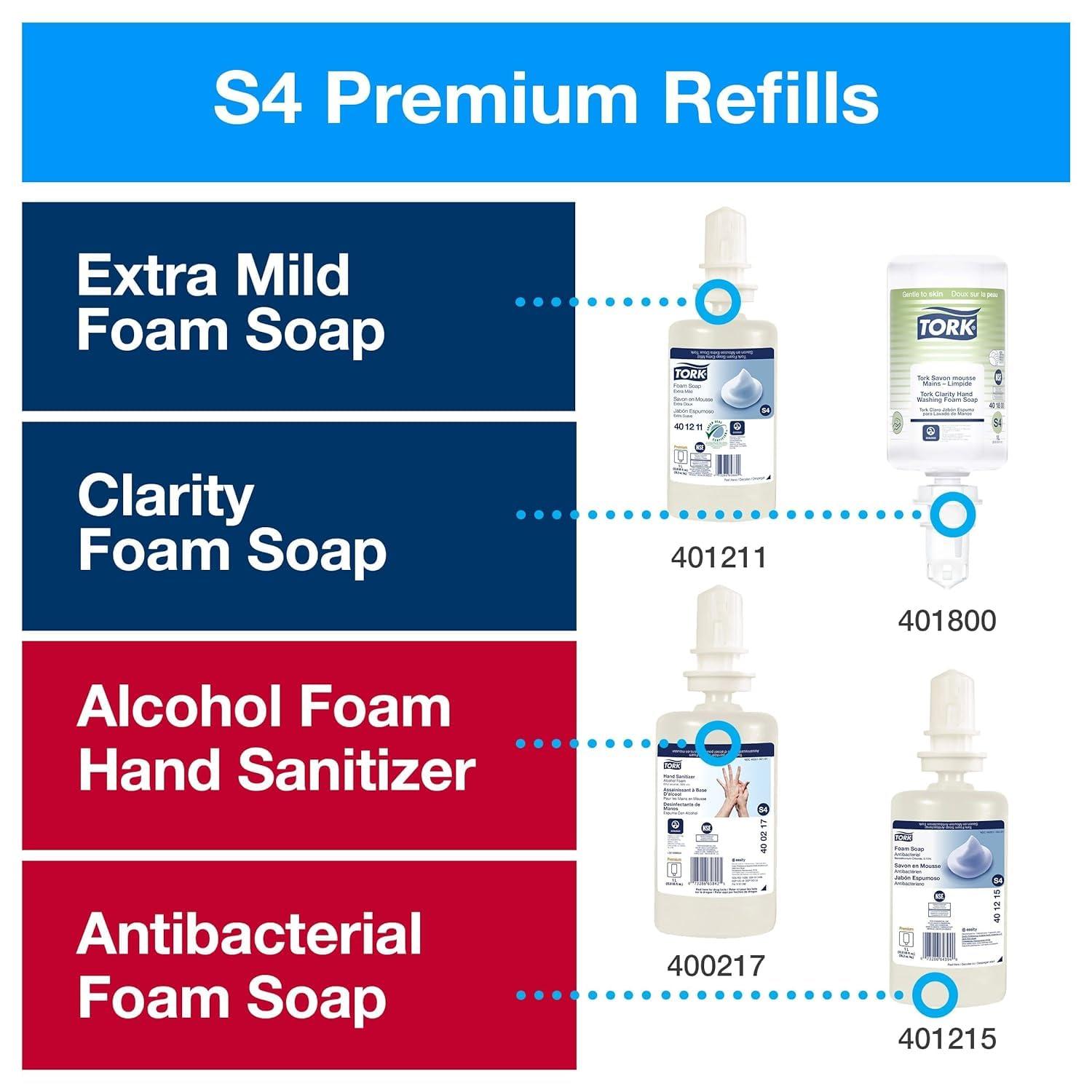 imageTork Extra Mild Hand Washing Foam Soap S4 No Fragrance Added 6 x 1L  Intuition Sensor Skincare Dispensers Stainless Steel Pack of 4