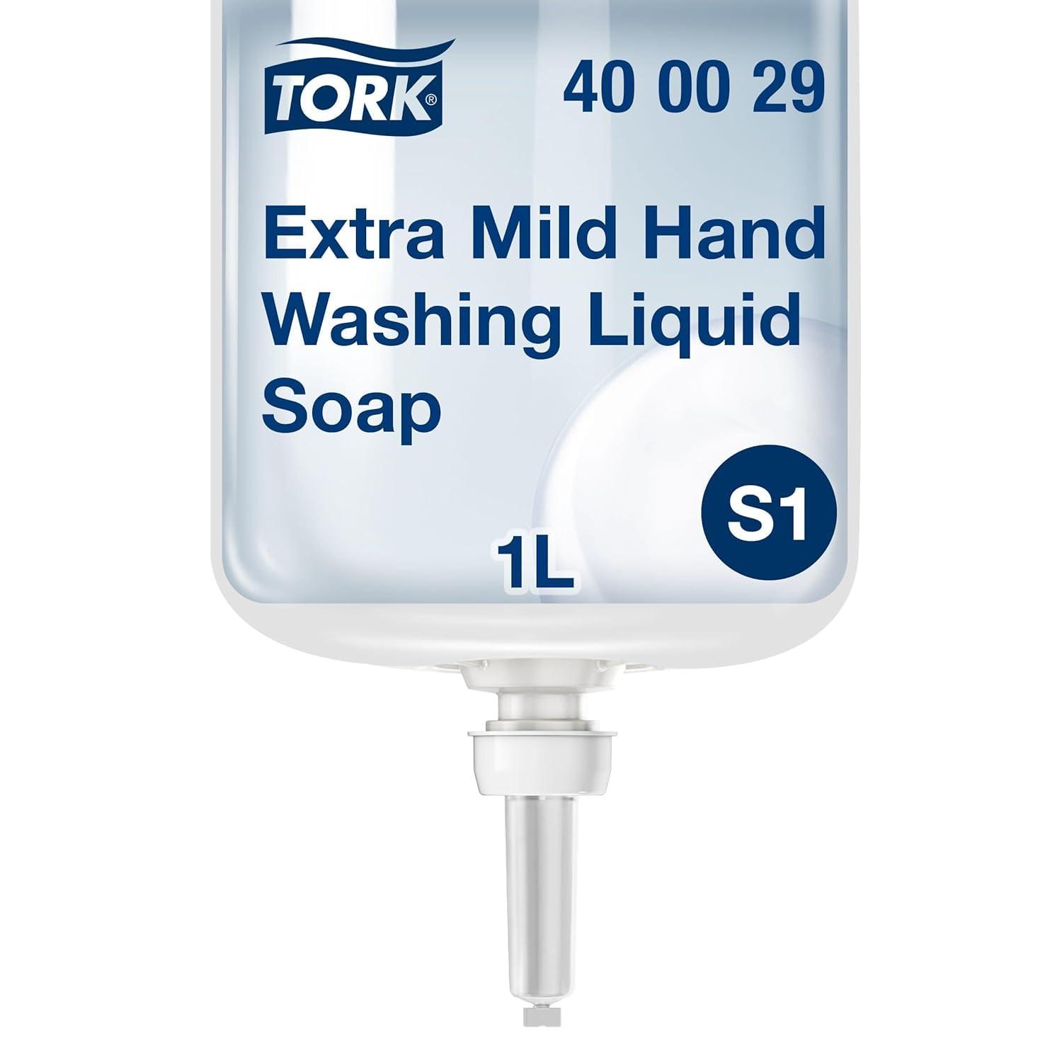 imageTork Extra Mild Hand Washing Liquid Soap S1 No Fragrance Added 6 x 1L 400029 formerly 400011