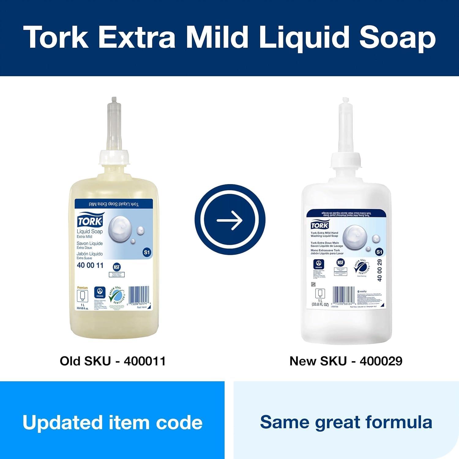 imageTork Extra Mild Hand Washing Liquid Soap S1 No Fragrance Added 6 x 1L 400029 formerly 400011