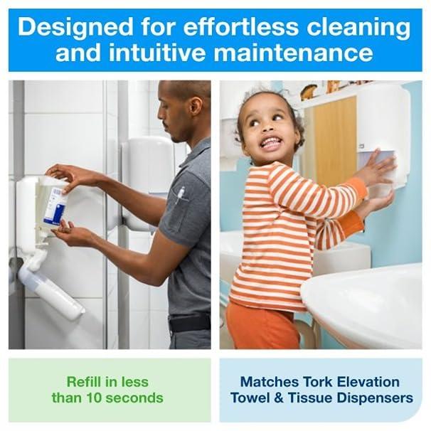 imageTork Foam Skincare Manual Dispenser for Foam Soap and Hand Sanitizer 466000  Economical S4 Dispenser System Color Stainless Steel Pack of 1Pack of 1  Black  Automatic