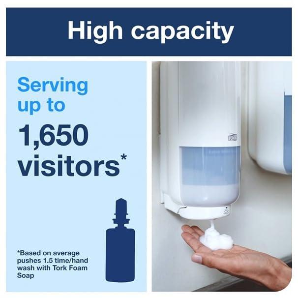 imageTork Foam Skincare Manual Dispenser for Foam Soap and Hand Sanitizer 466000  Economical S4 Dispenser System Color Stainless Steel Pack of 1Pack of 1  Black  Automatic