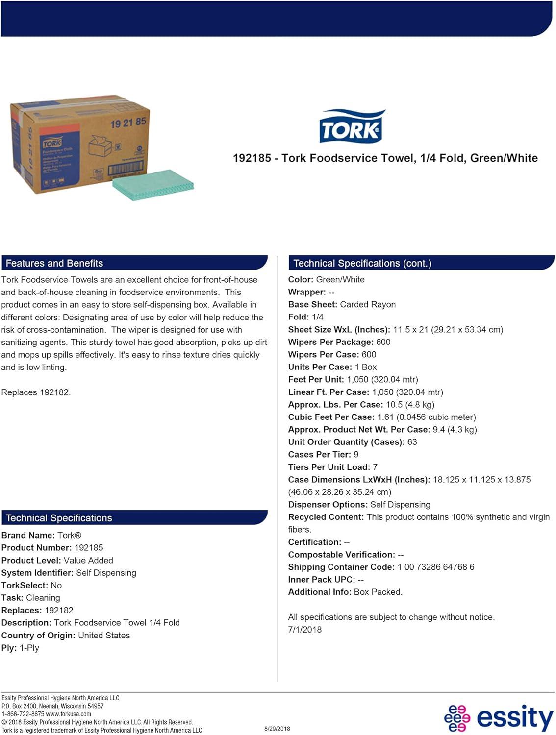 imageTork Foodservice Cleaning Towel BlueWhite Self Dispensing 14 Folded 1 x 240 Cloths 192181AGreenWhite