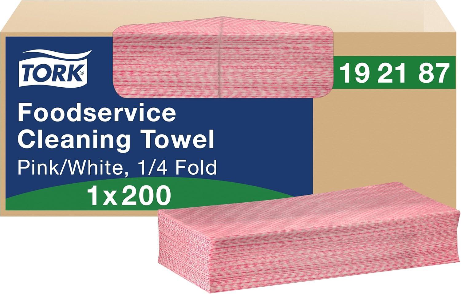 imageTork Foodservice Cleaning Towel BlueWhite Self Dispensing 14 Folded 1 x 240 Cloths 192181APink and White