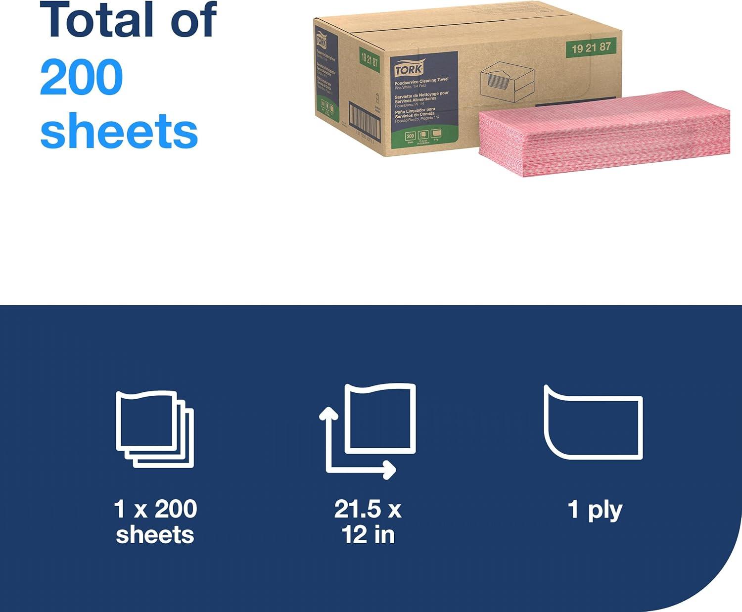 imageTork Foodservice Cleaning Towel BlueWhite Self Dispensing 14 Folded 1 x 240 Cloths 192181APink and White