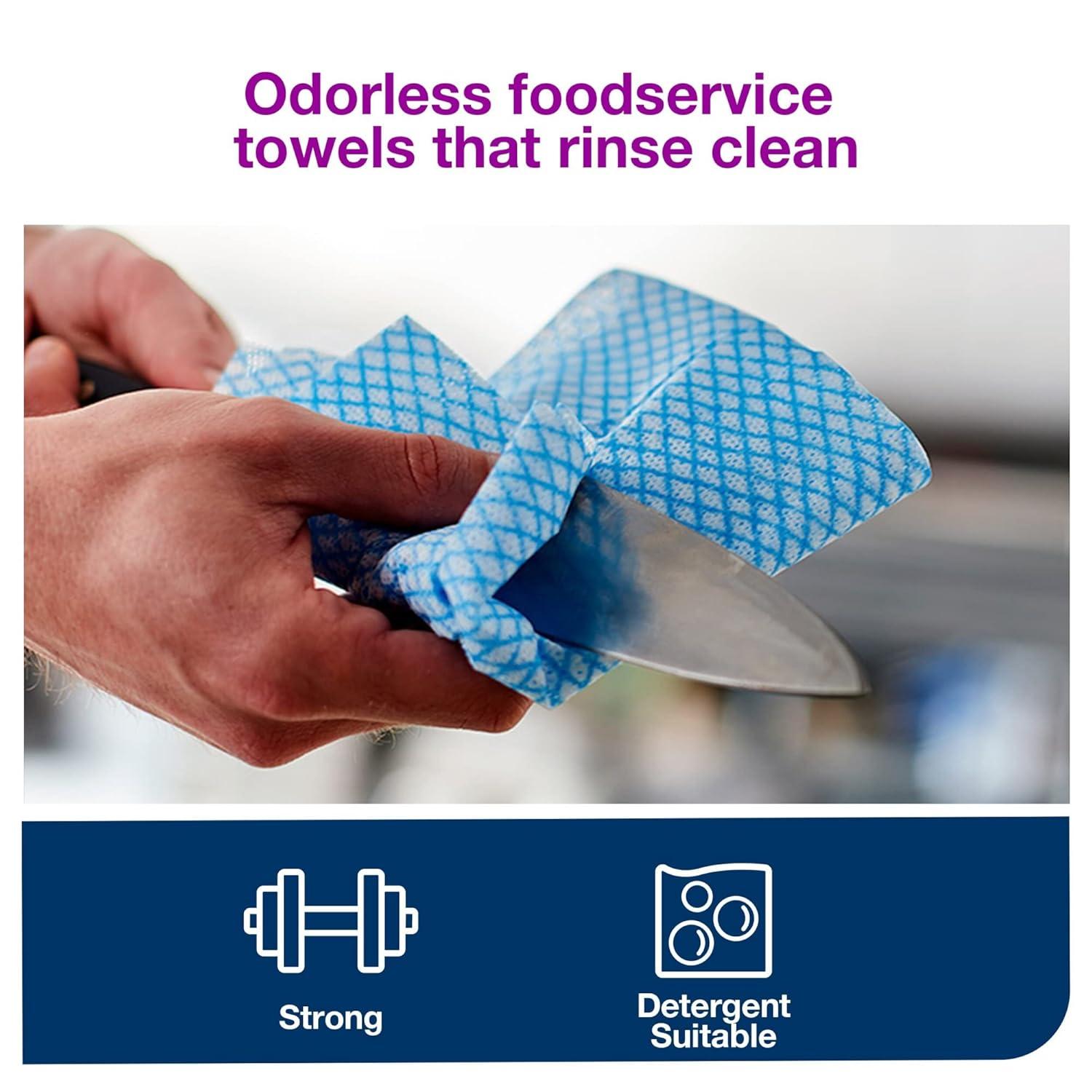 imageTork Foodservice Cleaning Towel BlueWhite W8 ZFolded 4 x 80 Cloths 192183