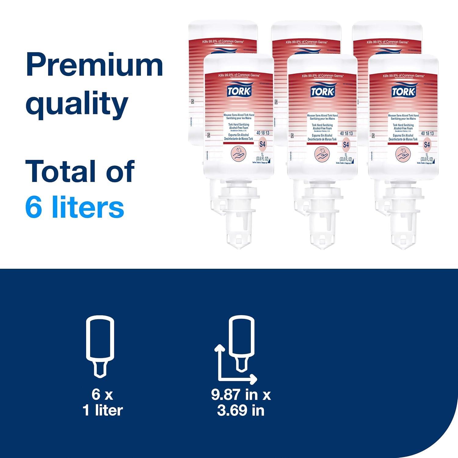 imageTork Hand Sanitizing AlcoholFree Foam S4 AlcoholFree Alternative 6 x 1L 401813 Formerly 401213