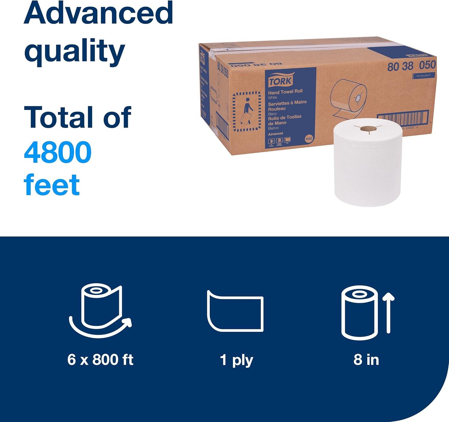 imageTork Hand Towel Roll Natural H80 Universal 100 Recycled Fiber 6 Rolls x 800 ft 8031300White