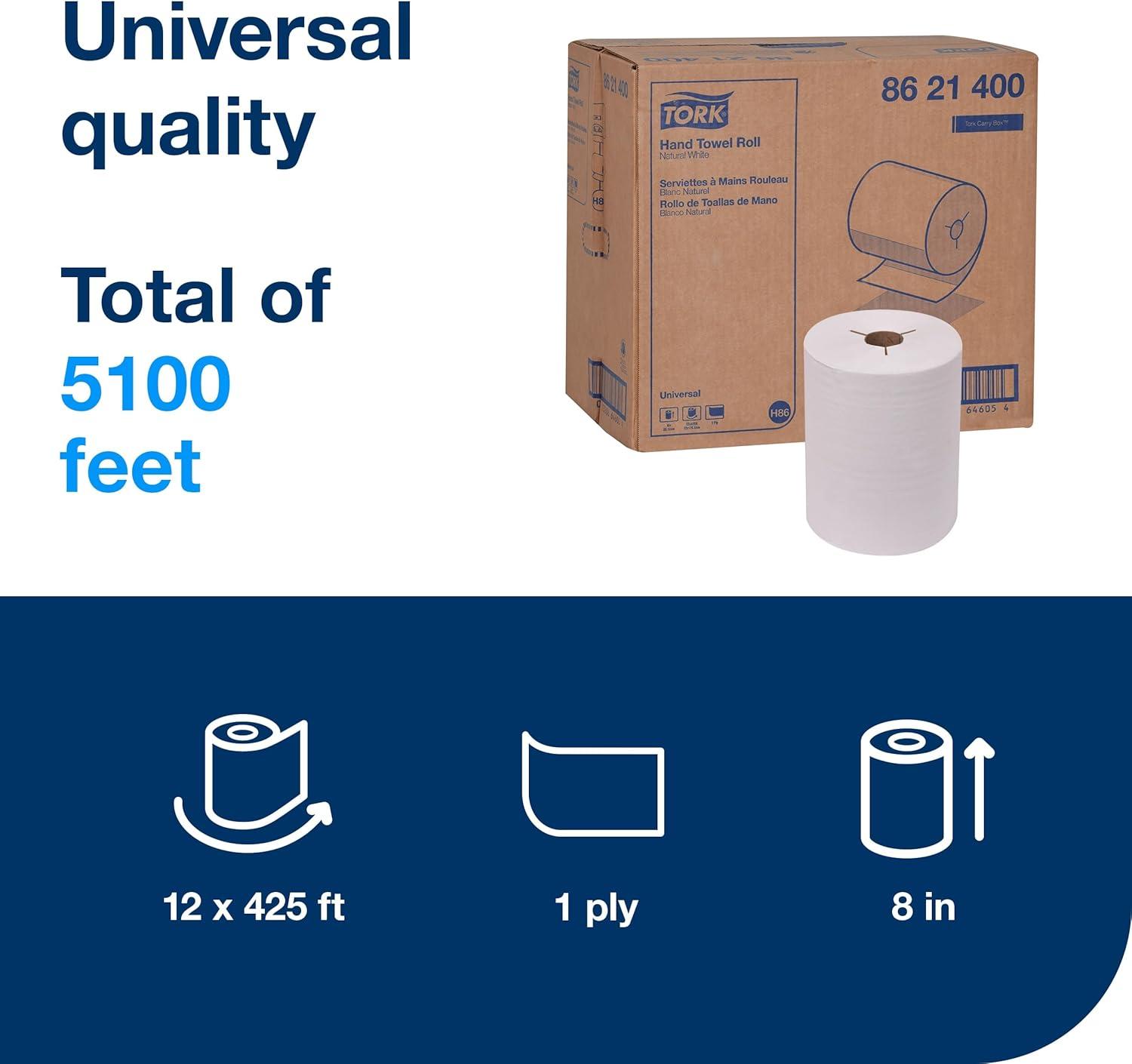 imageTork Hand Towel Roll Natural H80 Universal 100 Recycled Fiber 6 Rolls x 800 ft 8031300White