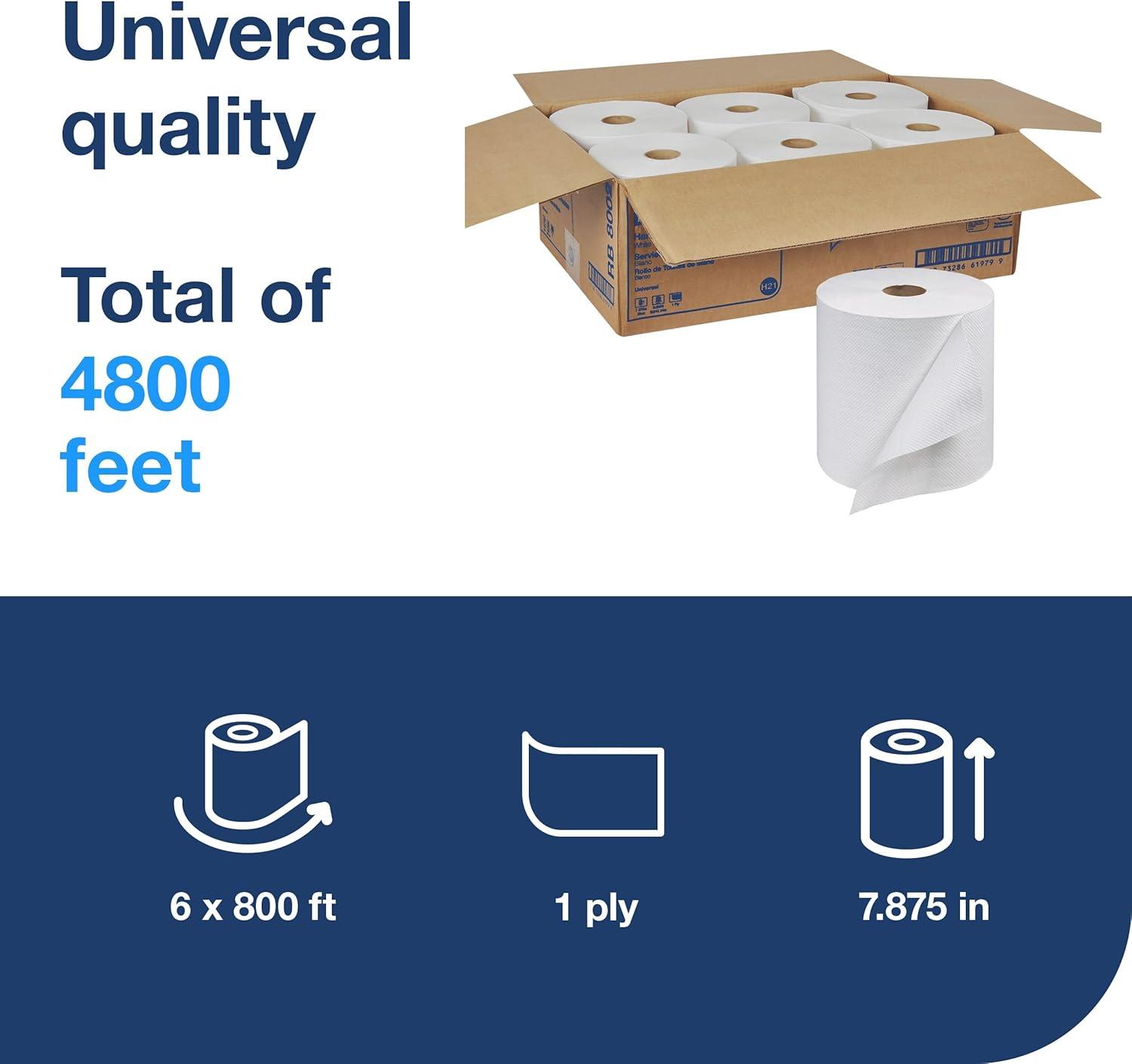 imageTork Hand Towel Roll Natural H80 Universal 100 Recycled Fiber 6 Rolls x 800 ft 8031300White