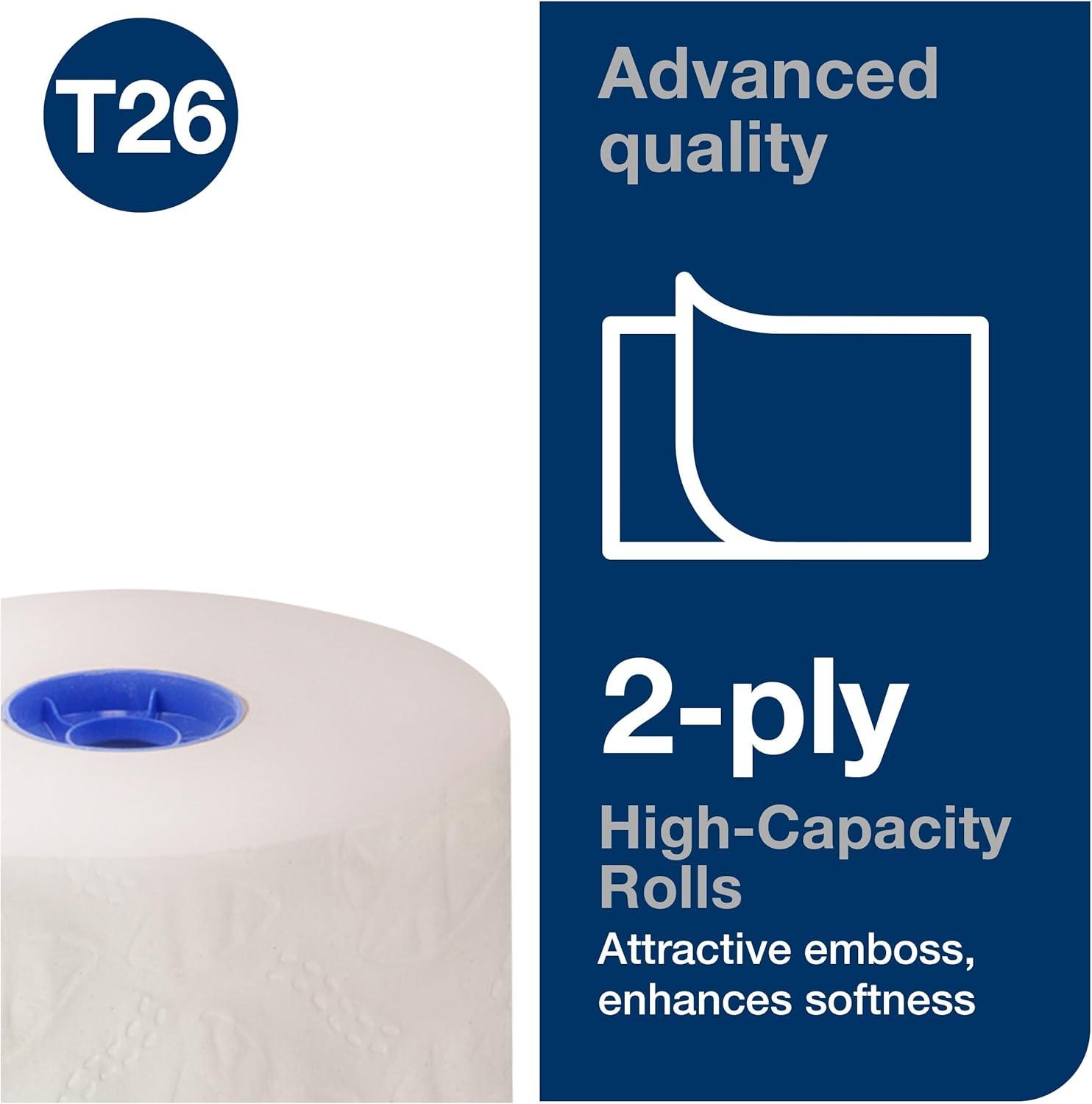 imageTork HighCapacity Toilet Paper Roll White T26 Advanced 2Ply 36 x 1000 sheets 110292ADispenser