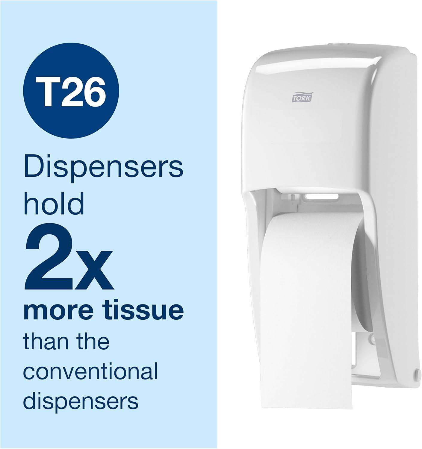 imageTork HighCapacity Toilet Paper Roll White T26 Advanced 2Ply 36 x 1000 sheets 110292ADispenser