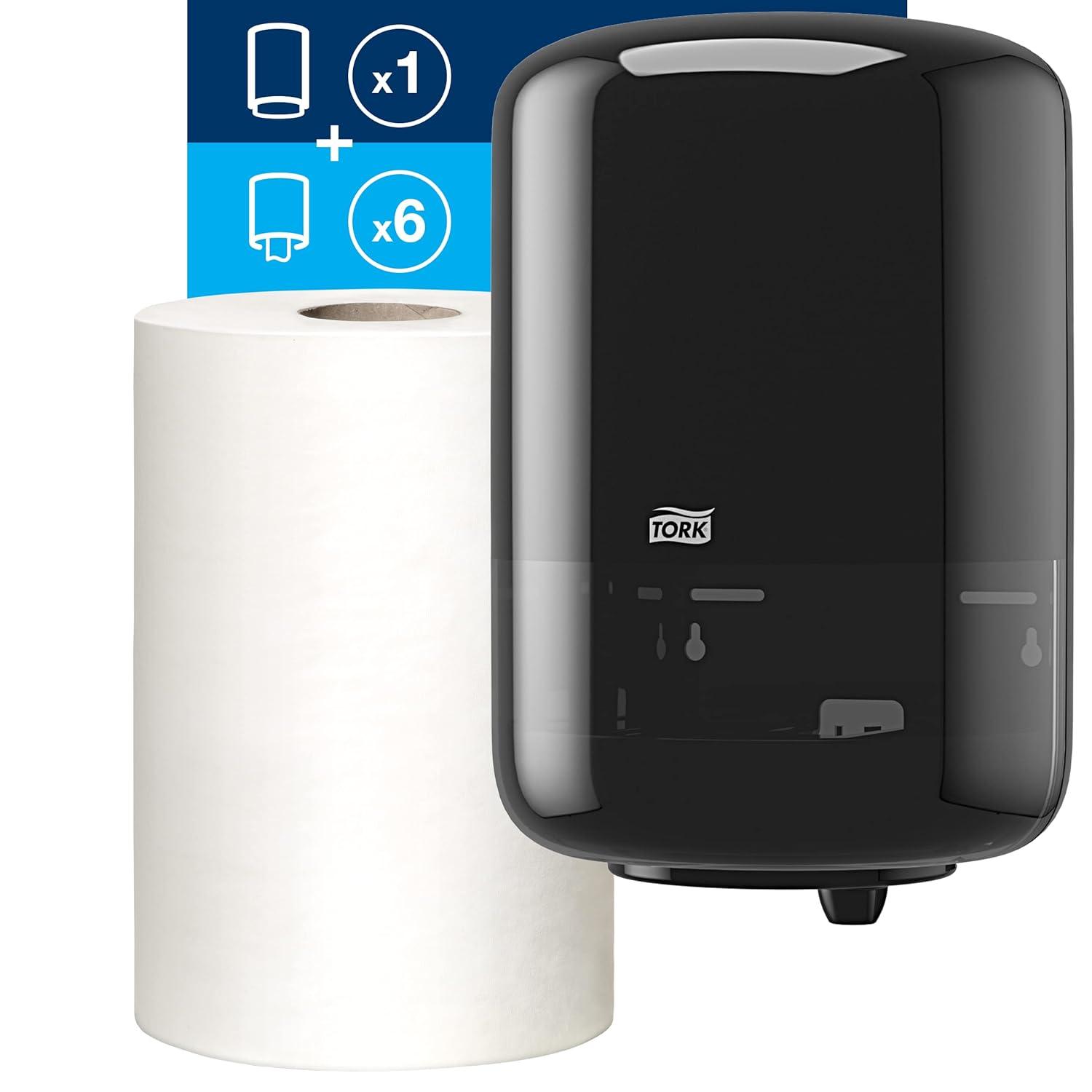 imageTork Industrial Centrefeed Dispenser Black  M2  Refill  Centerfeed Hand Towel White 6 x 600 Sheets