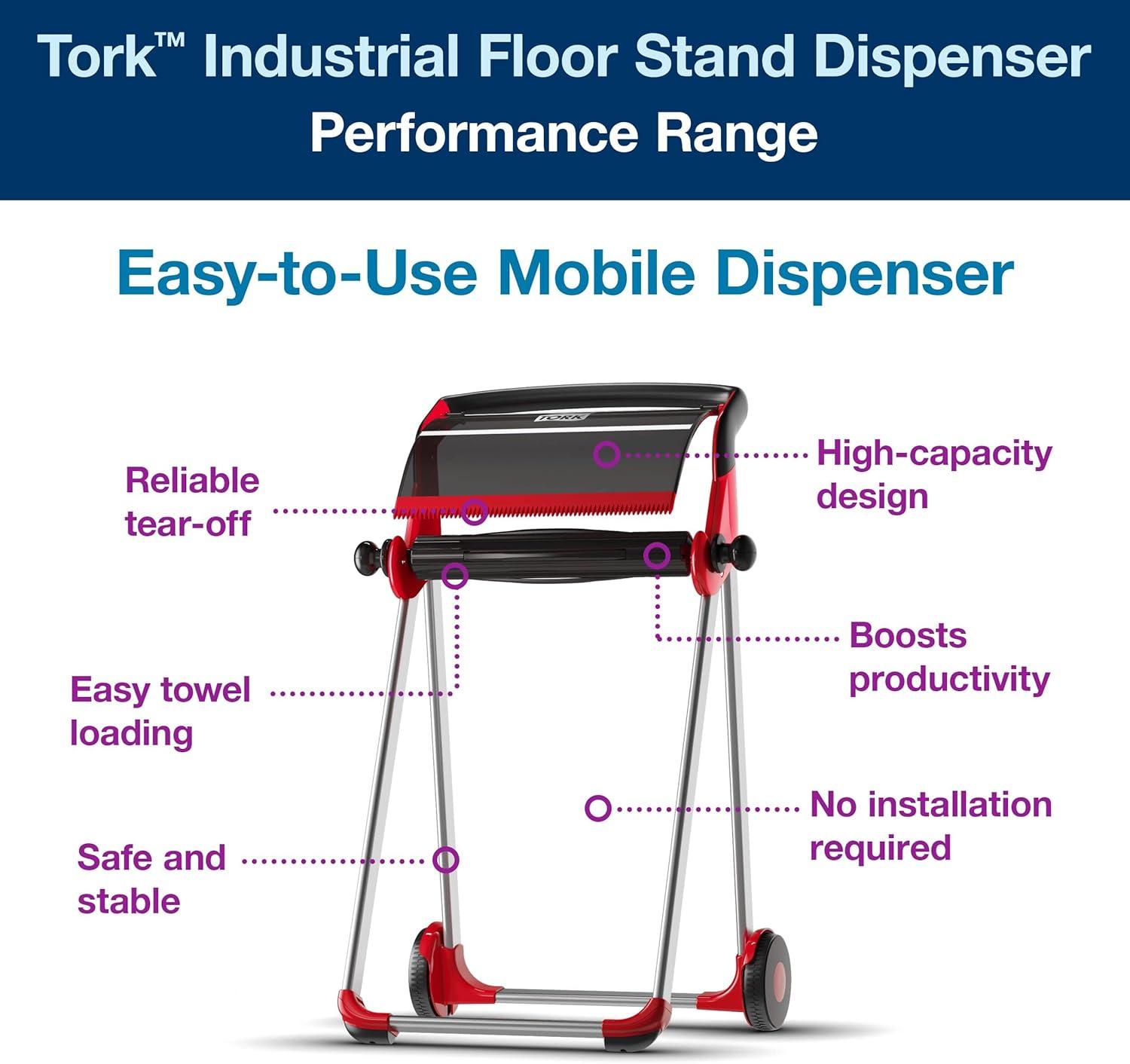 imageTork Industrial Floor Stand Paper Towel Roll Dispenser Red W1 Mobile 6520281Dispenser
