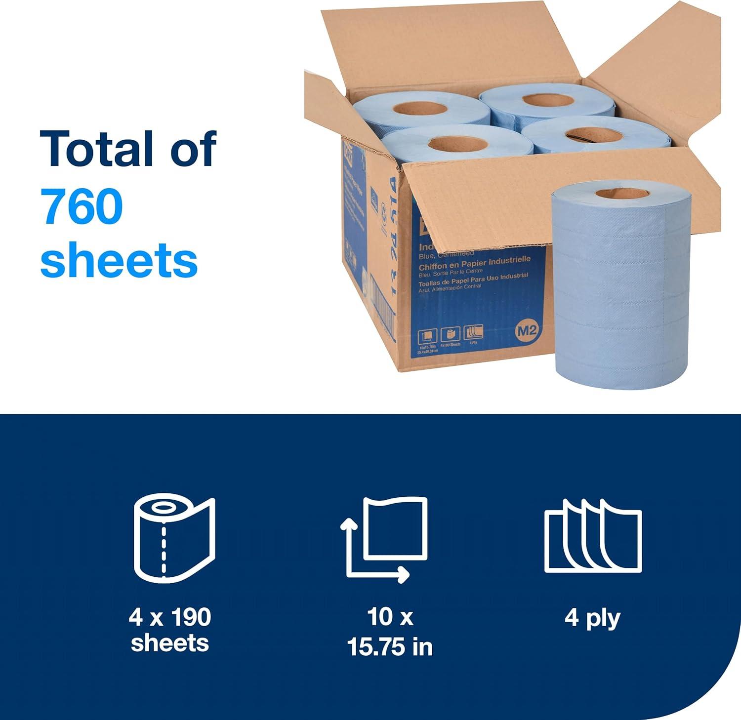 imageTork Industrial Wiper Blue W1W2 Centerfeed 2 x 375 Sheets 13244101Blue