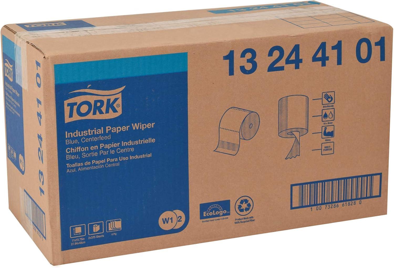 imageTork Industrial Wiper Blue W1W2 Centerfeed 2 x 375 Sheets 13244101Blue