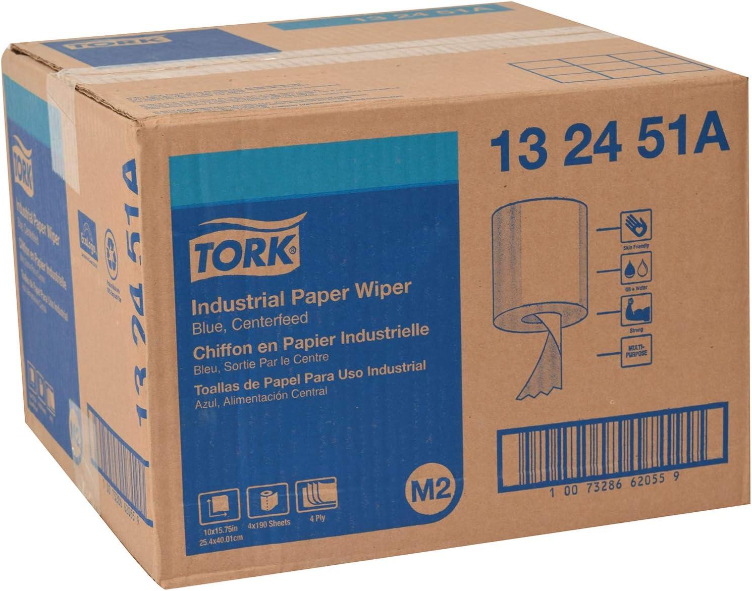 imageTork Industrial Wiper Blue W1W2 Centerfeed 2 x 375 Sheets 13244101Blue