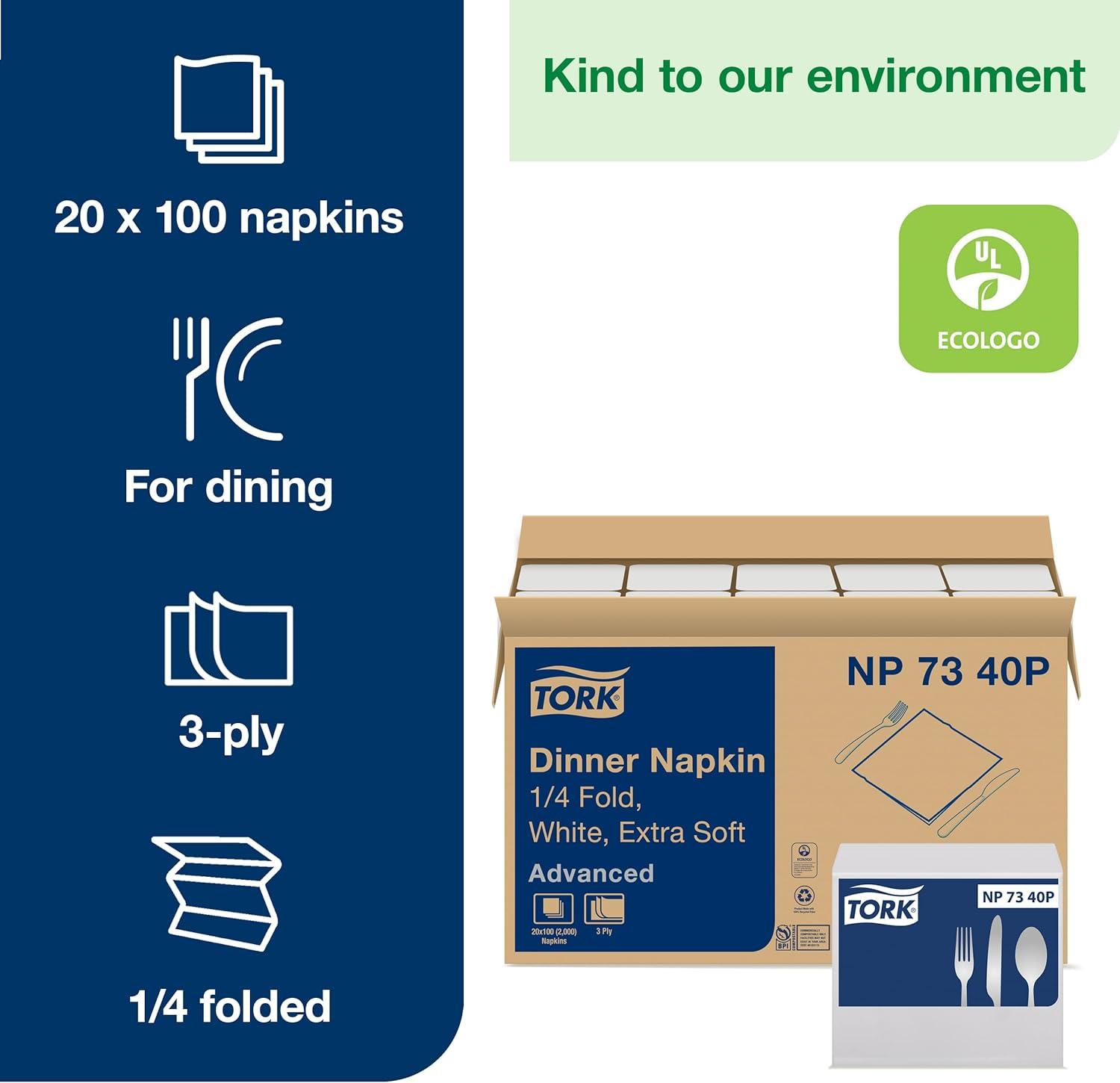 imageTork LinStyle Dinner Napkin White Flat Pack 1 x 1000 Napkins 716002Pack of 20