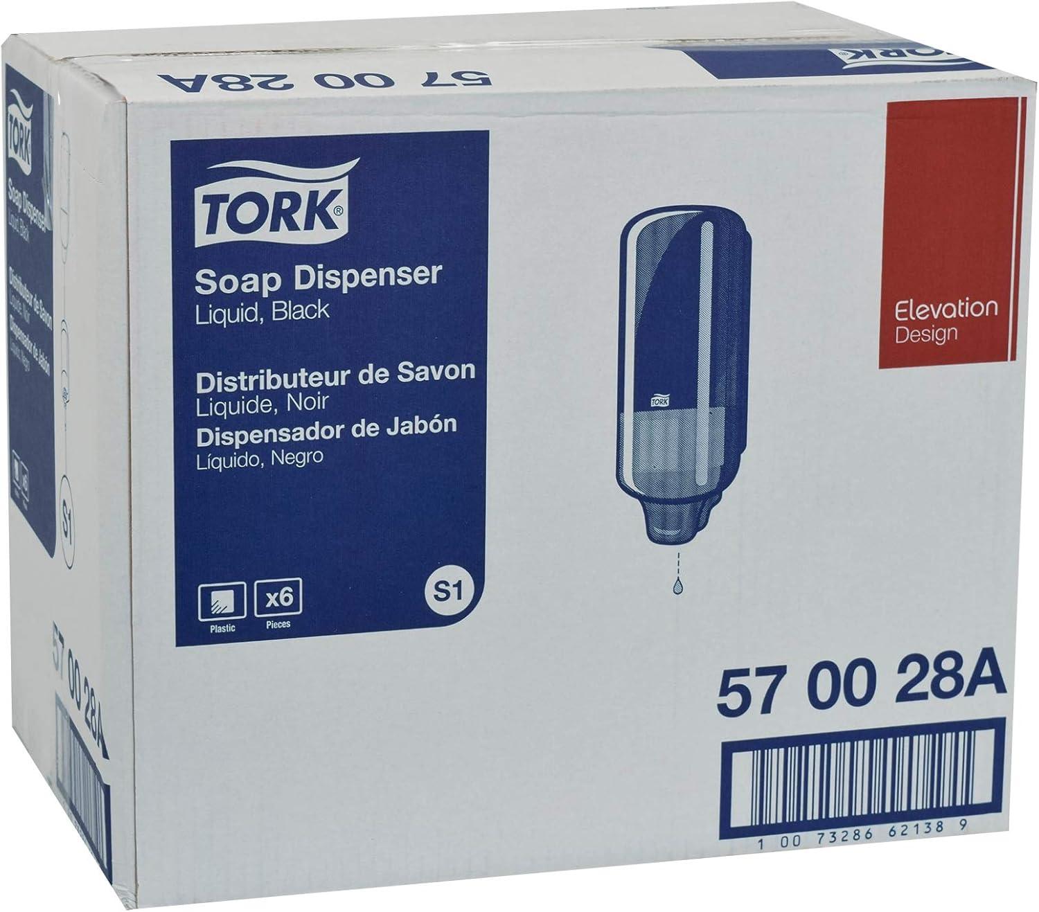 imageTork Liquid Skincare Dispensers for Liquid Soap and Hand Sanitizer Black S1 Economical Elevation Range 570028A Pack of 6Black Pack of 6