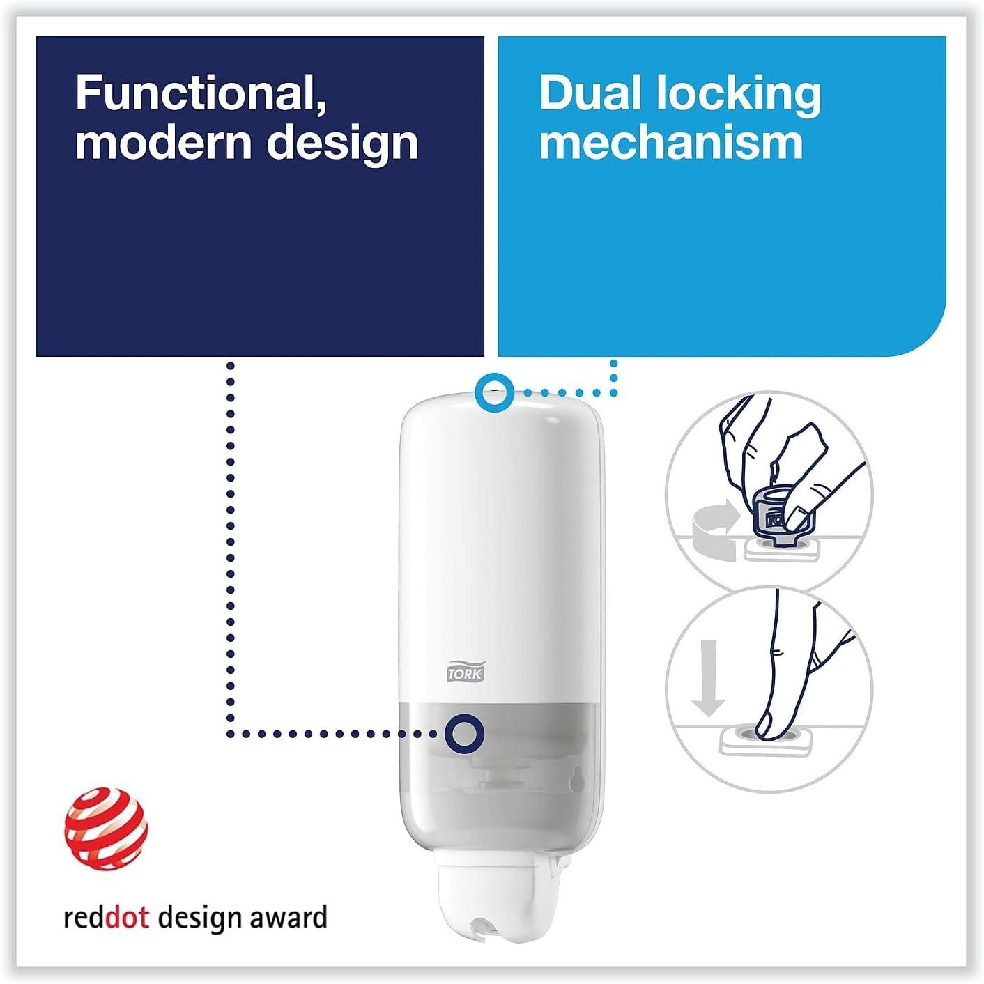 imageTork Liquid Skincare Dispensers for Liquid Soap and Hand Sanitizer Black S1 Economical Elevation Range 570028A Pack of 6White