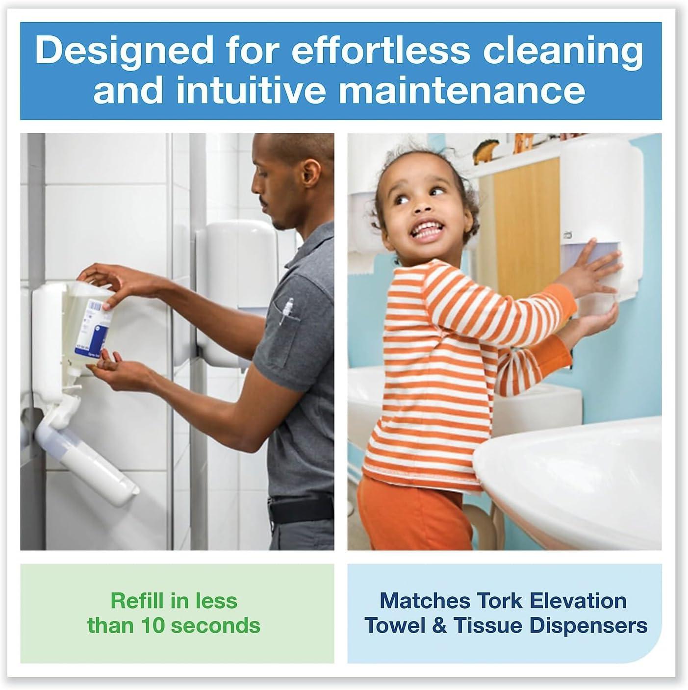 imageTork Liquid Skincare Dispensers for Liquid Soap and Hand Sanitizer Black S1 Economical Elevation Range 570028A Pack of 6White